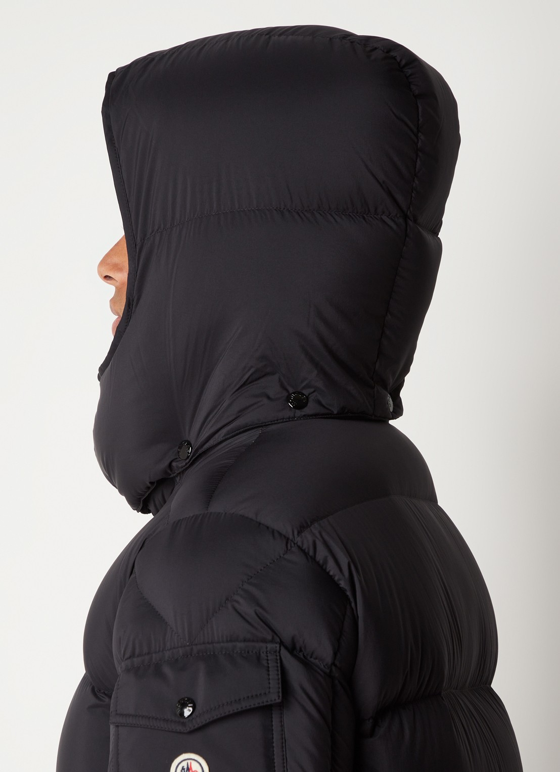 Moncler Hanoverian puffer jas met donsvulling en afneembare capuchon - detail 3 zwart