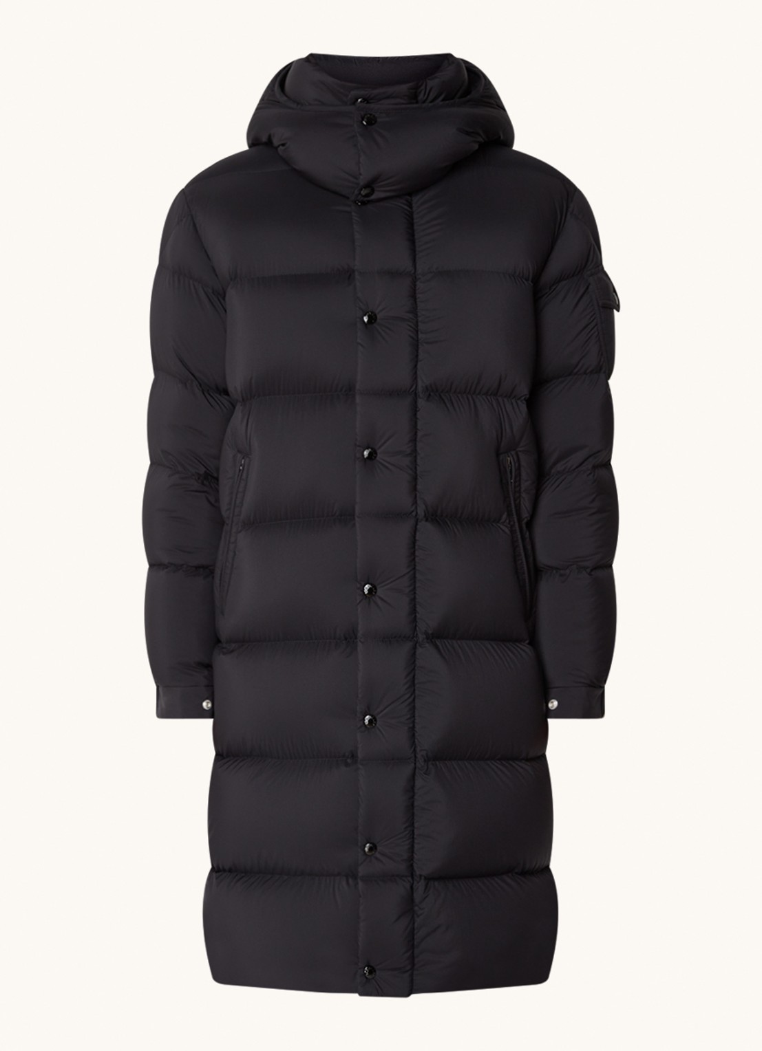 Moncler Hanoverian puffer jas met donsvulling en afneembare capuchon - voorkant 5 zwart
