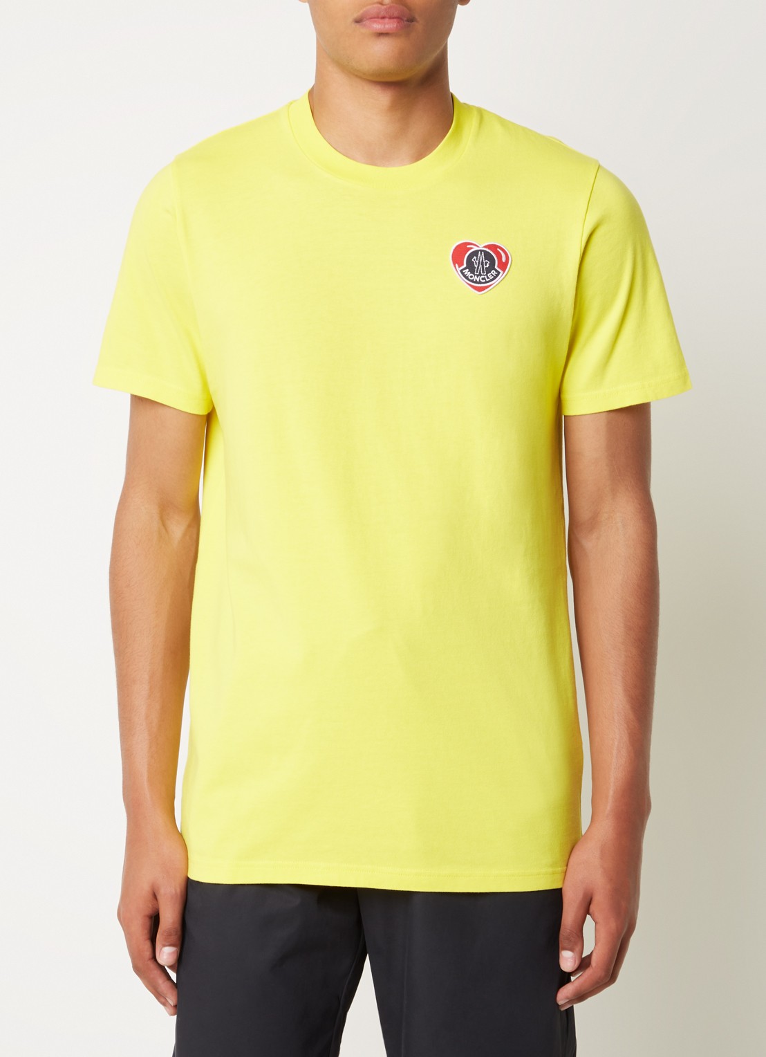 Moncler Heart T-shirt met logoborduring - detail 3 geel