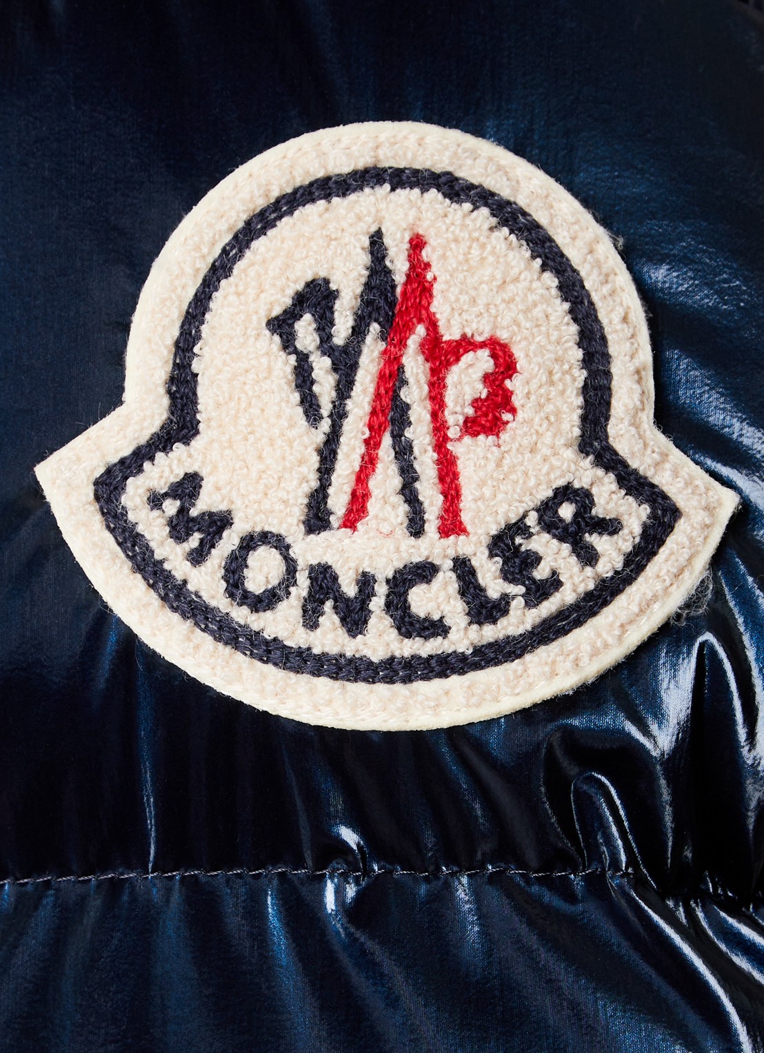 Moncler Herault puffer jack met donsvulling en glanzende finish - detail 4 donkerblauw