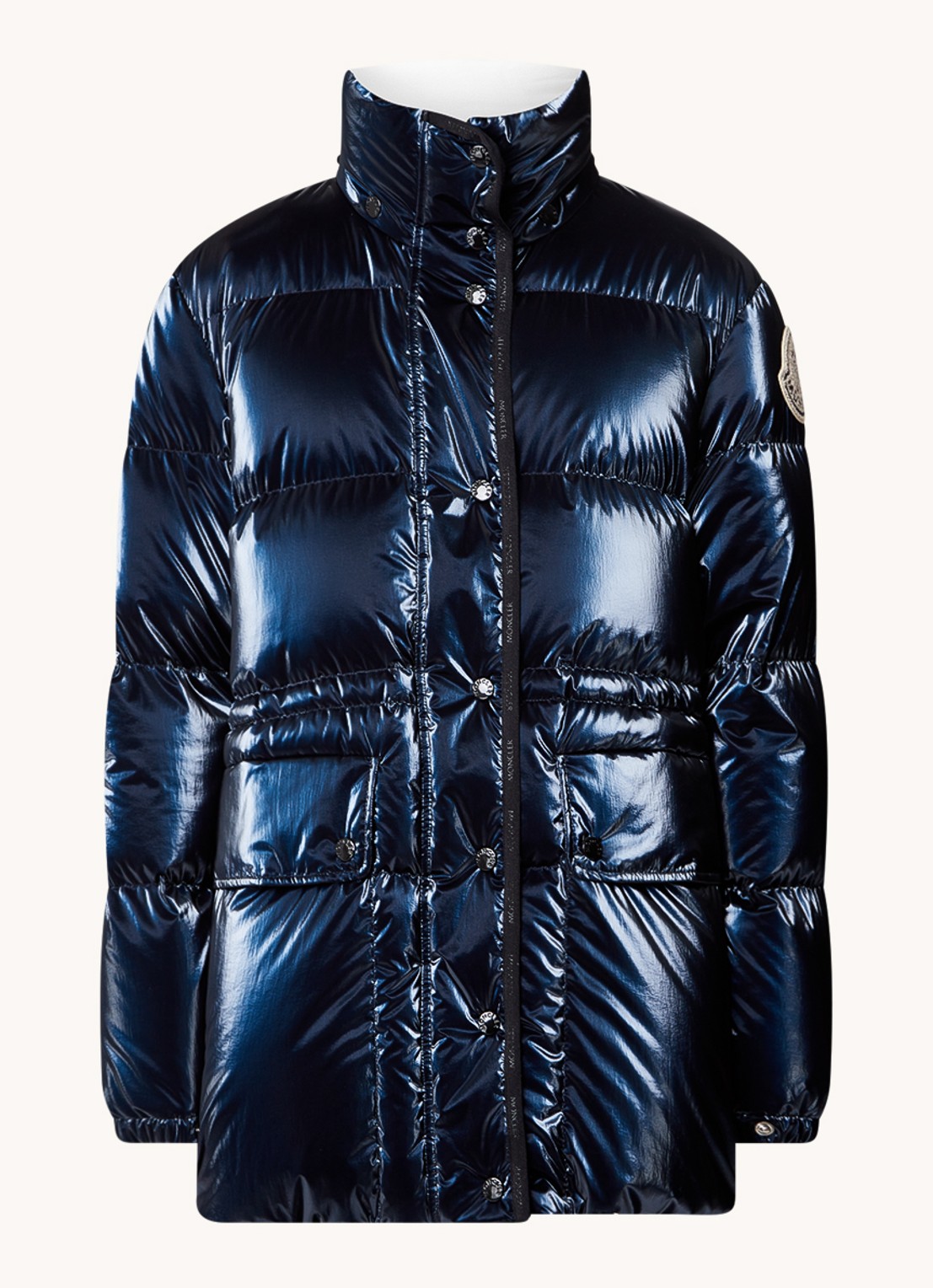 Moncler Herault puffer jack met donsvulling en glanzende finish - voorkant 5 donkerblauw