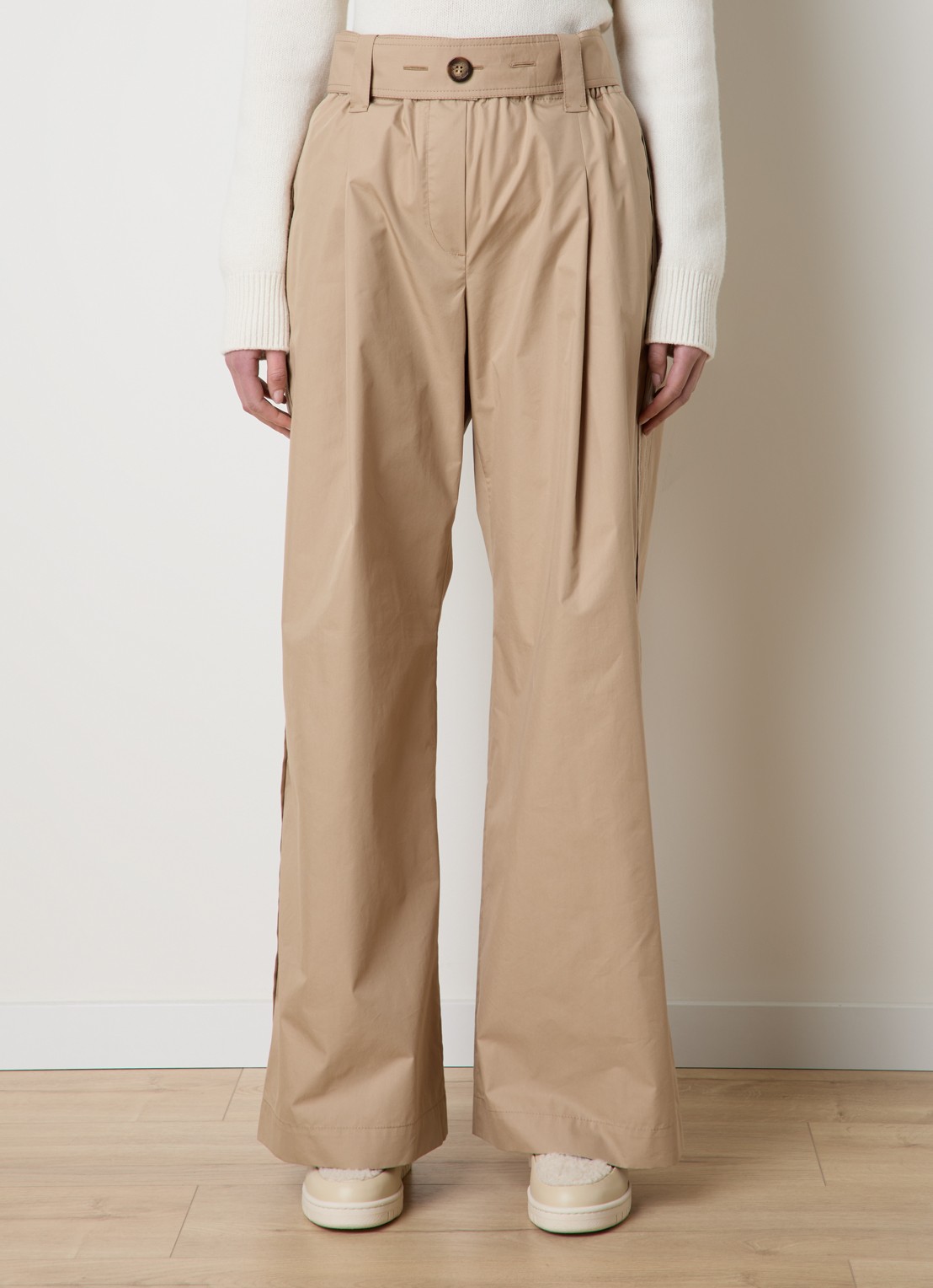 Moncler High waist loose fit chino met ceintuur - detail 4 camel