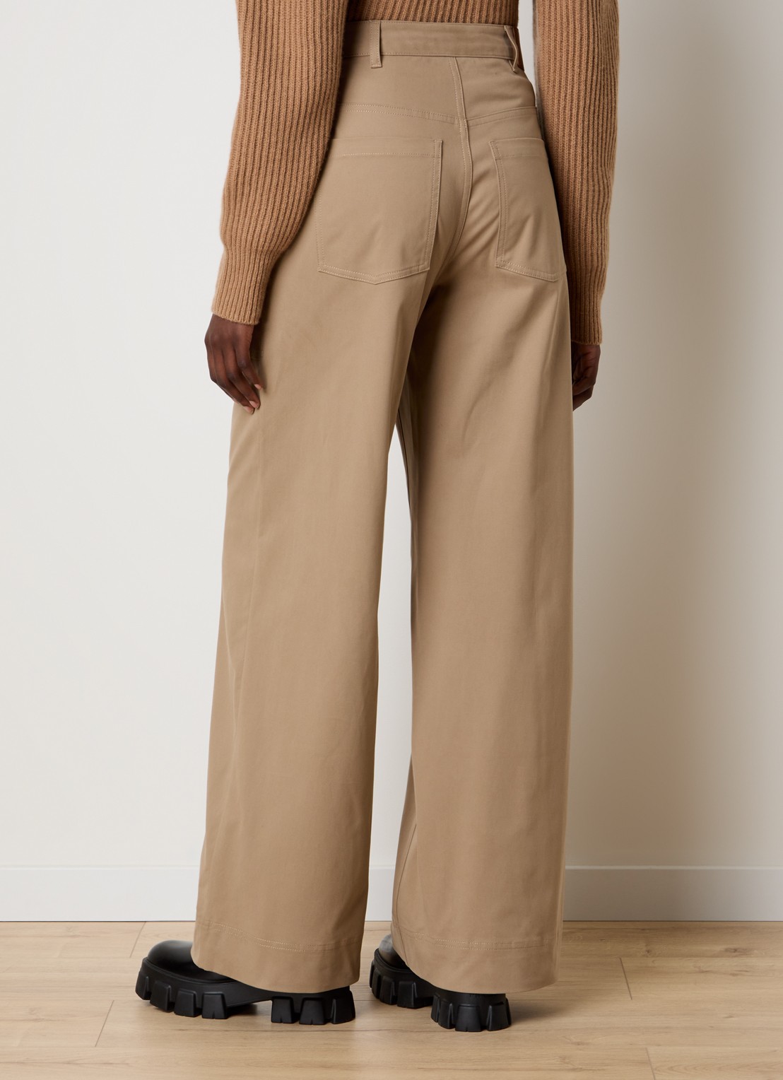 Moncler High waist loose fit chino met steekzakken - achterkant 5 zand