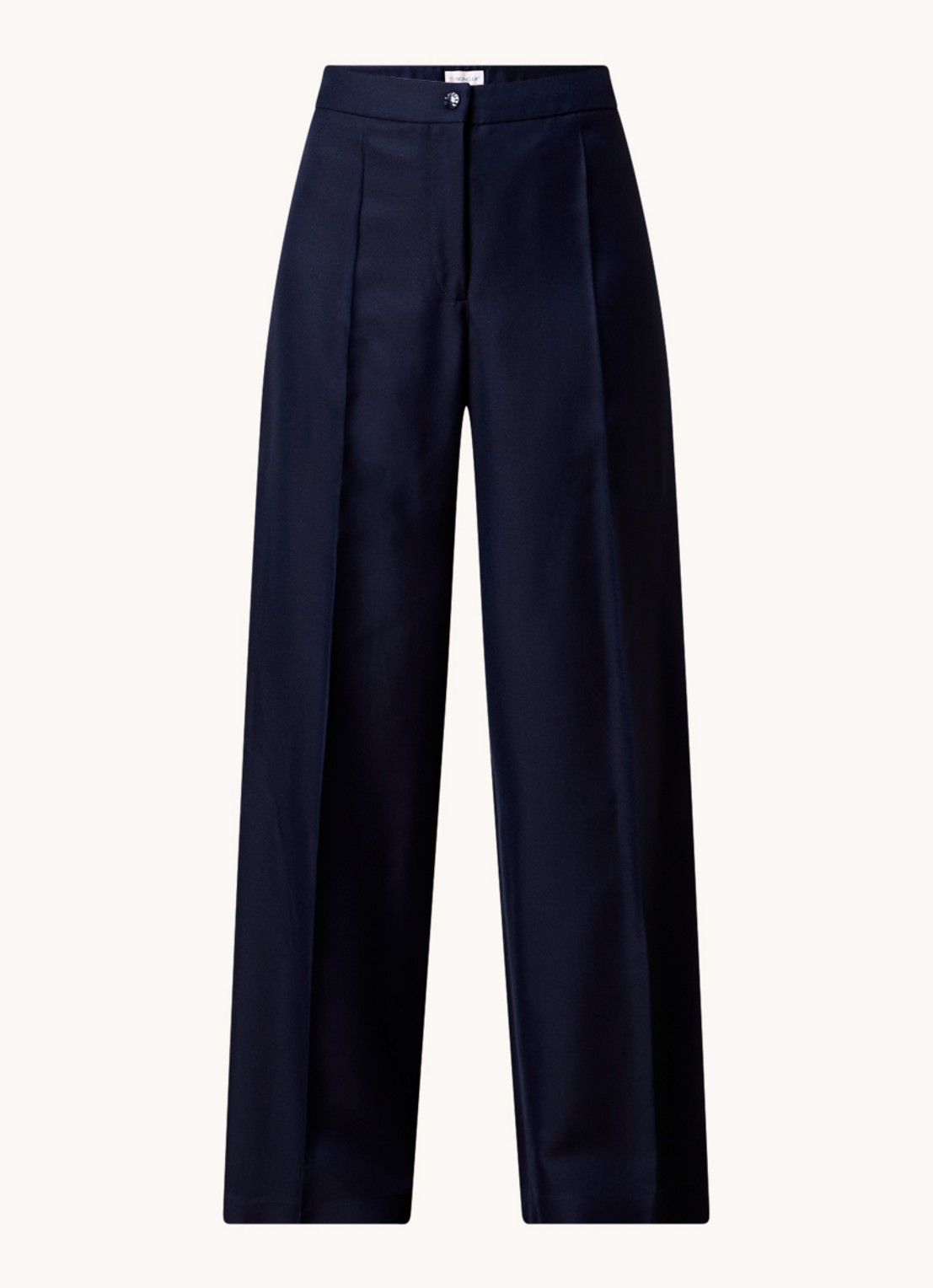 Moncler High waist loose fit pantalon met plooidetail - voorkant 2 donkerblauw