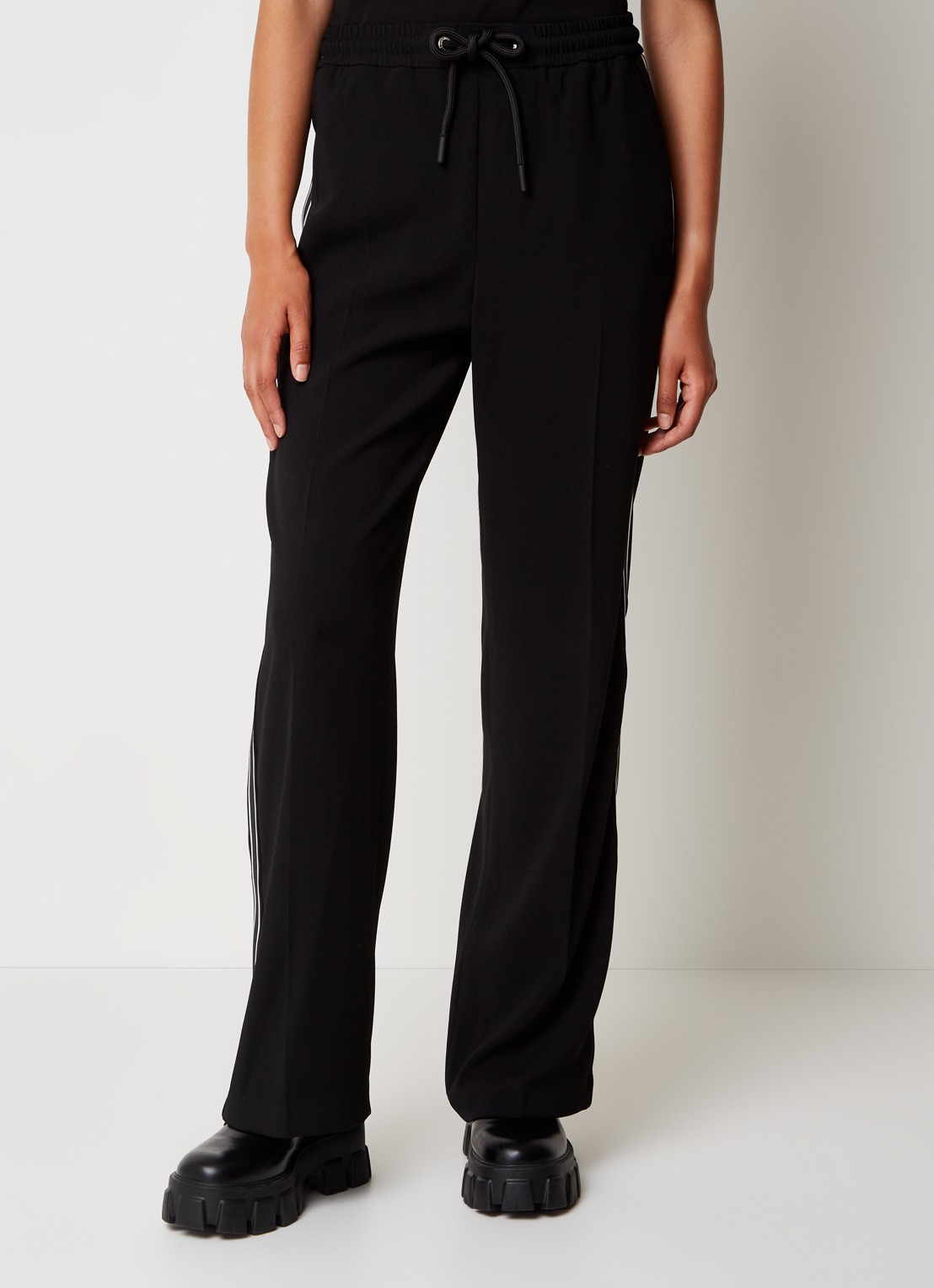 Moncler High waist loose fit trackpants met logoband - detail 4 zwart