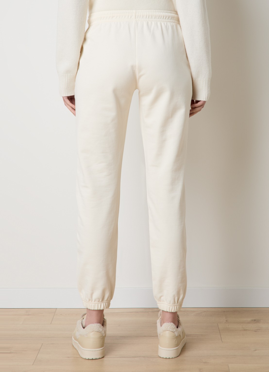 Moncler High waist tapered fit joggingbroek met logo - achterkant 5 creme