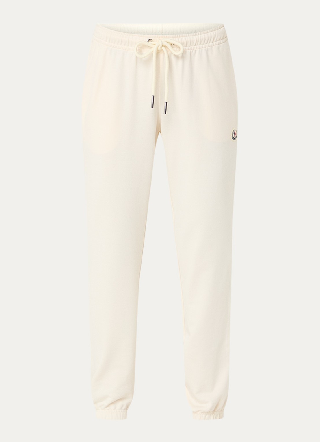 Moncler High waist tapered fit joggingbroek met logo - voorkant creme