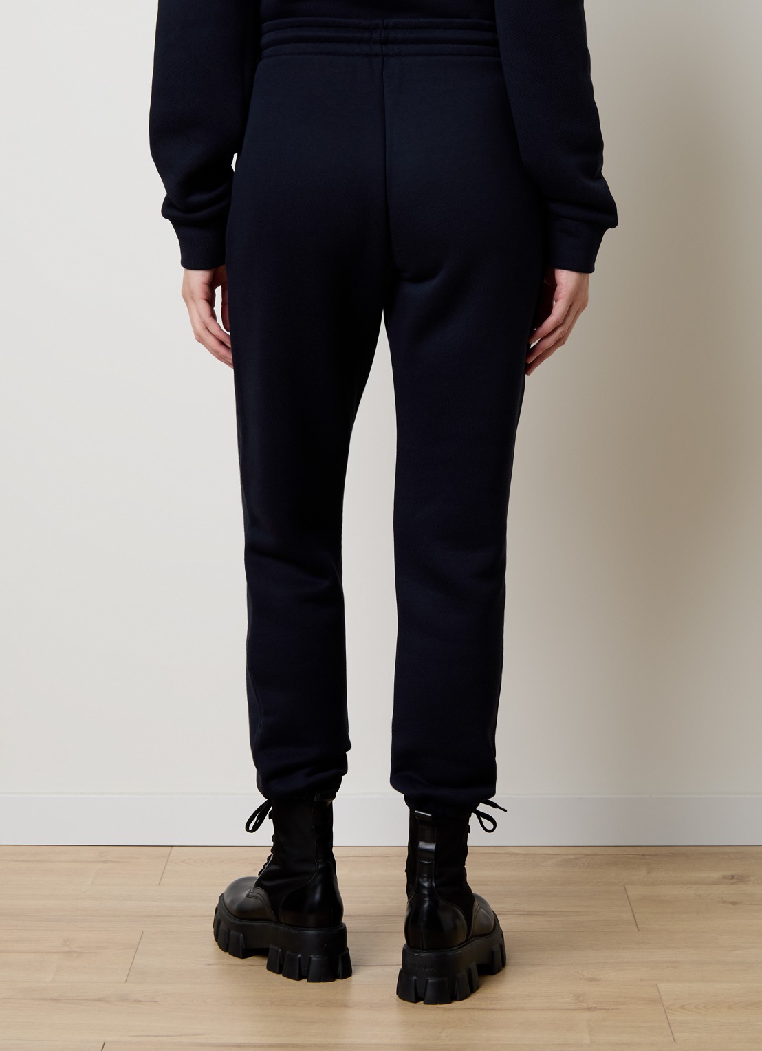 Moncler High waist tapered fit joggingbroek met logo - achterkant 5 donkerblauw