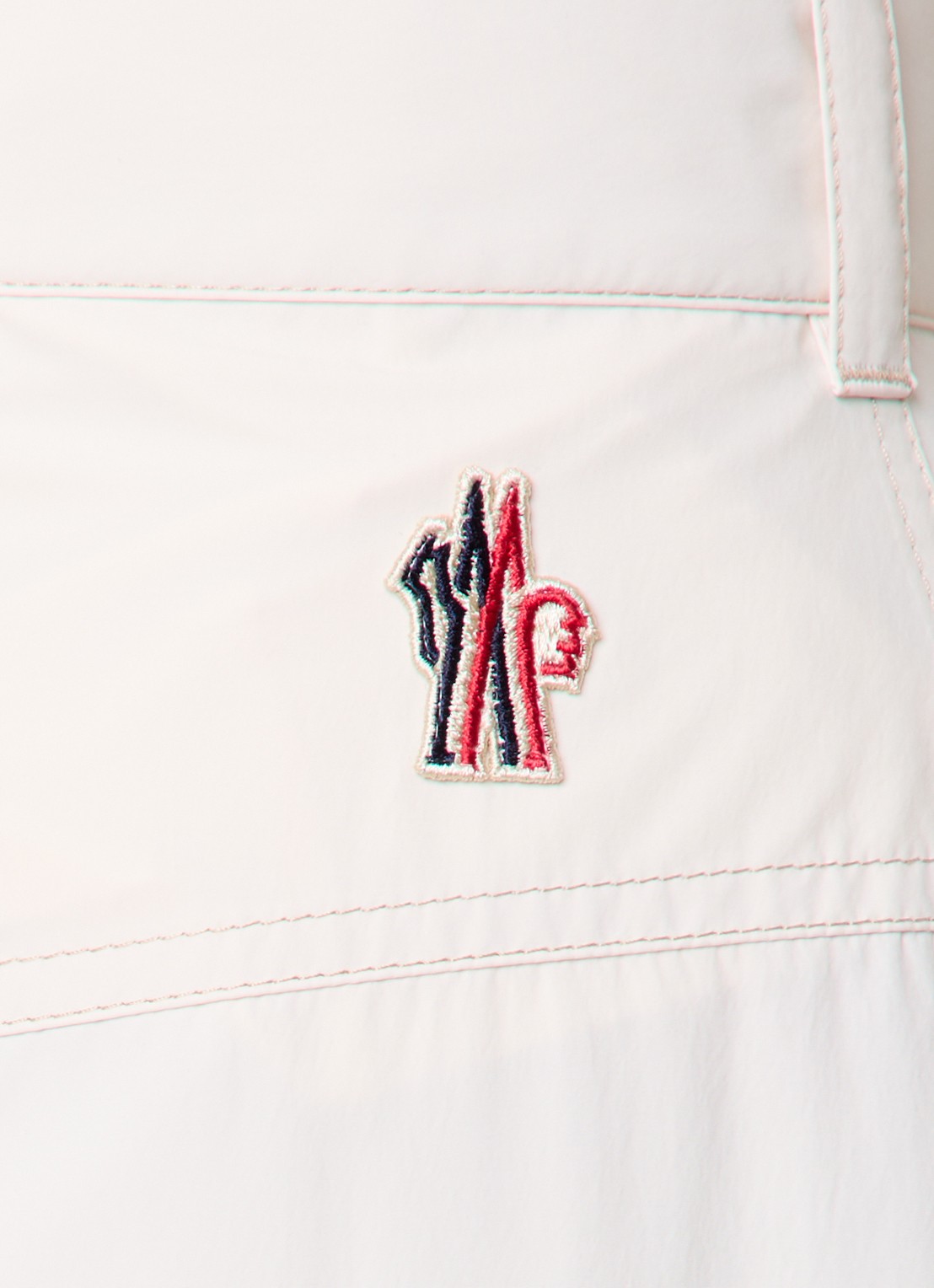 Moncler High waist wide fit cargobroek met logoborduring - detail 3 creme