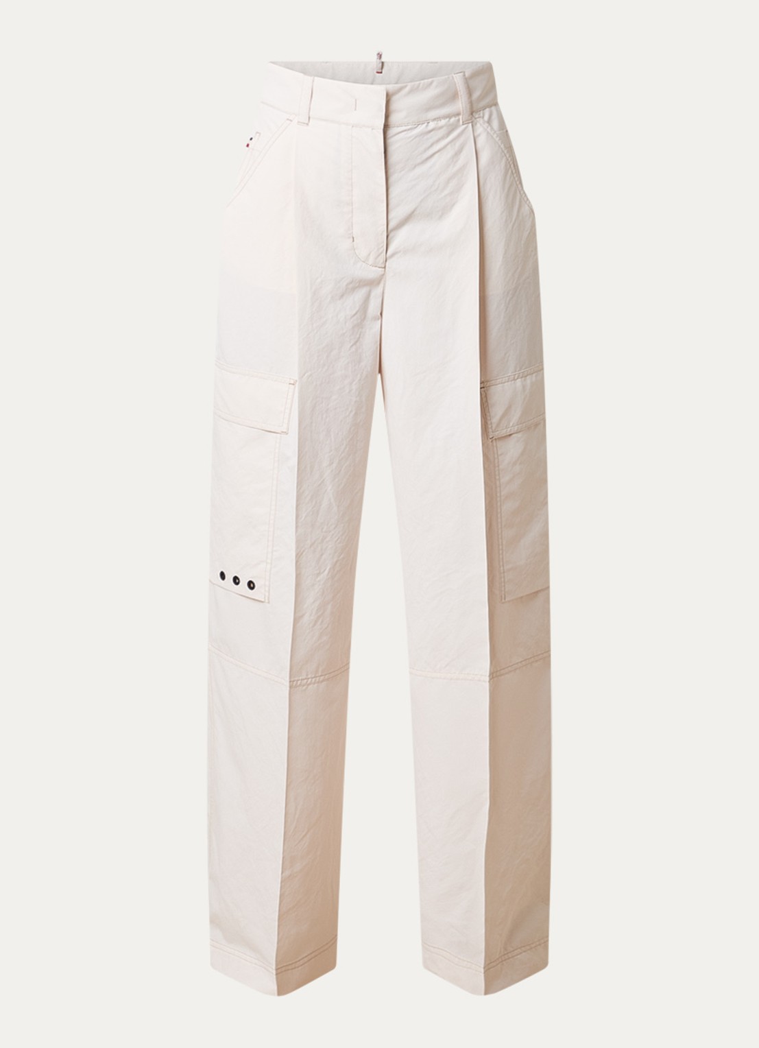 Moncler High waist wide fit cargobroek met logoborduring - voorkant 5 creme