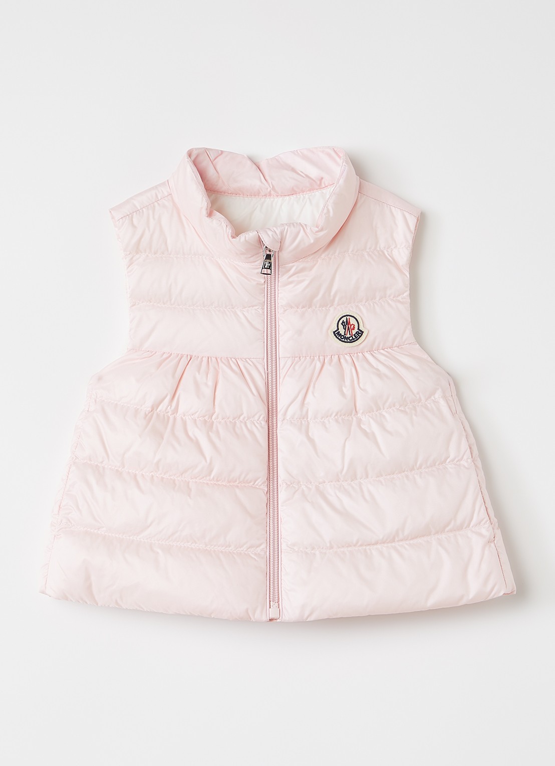 Moncler Hiva gewatteerde bodywarmer met donsvulling en logo - voorkant lichtroze