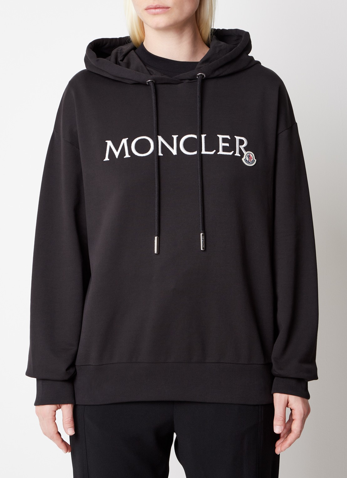 Moncler Hoodie met logoborduring - detail 2 zwart