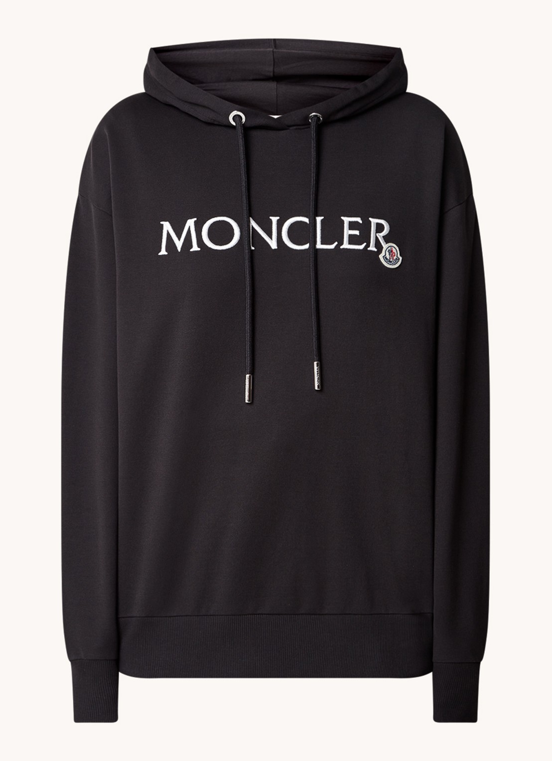 Moncler Hoodie met logoborduring - voorkant 5 zwart