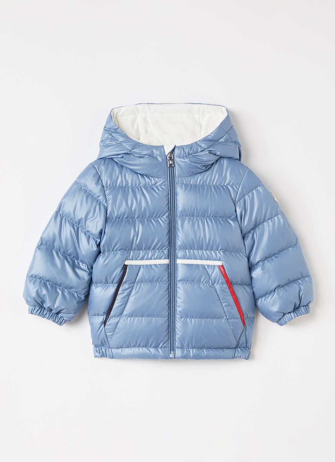 Moncler Icarus puffer jack met donsvulling - voorkant 2 staalblauw