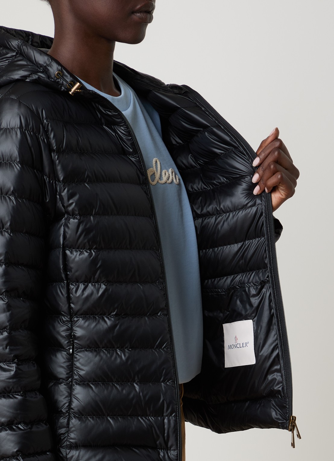 Moncler Igelhood gewatteerd jack met donsvulling en capuchon - detail 3 zwart