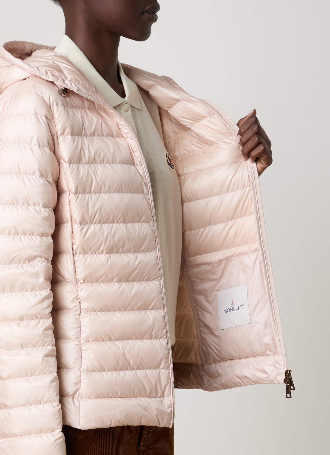 Moncler Igelhood gewatteerd jack met donsvulling en capuchon - detail 5 lichtroze