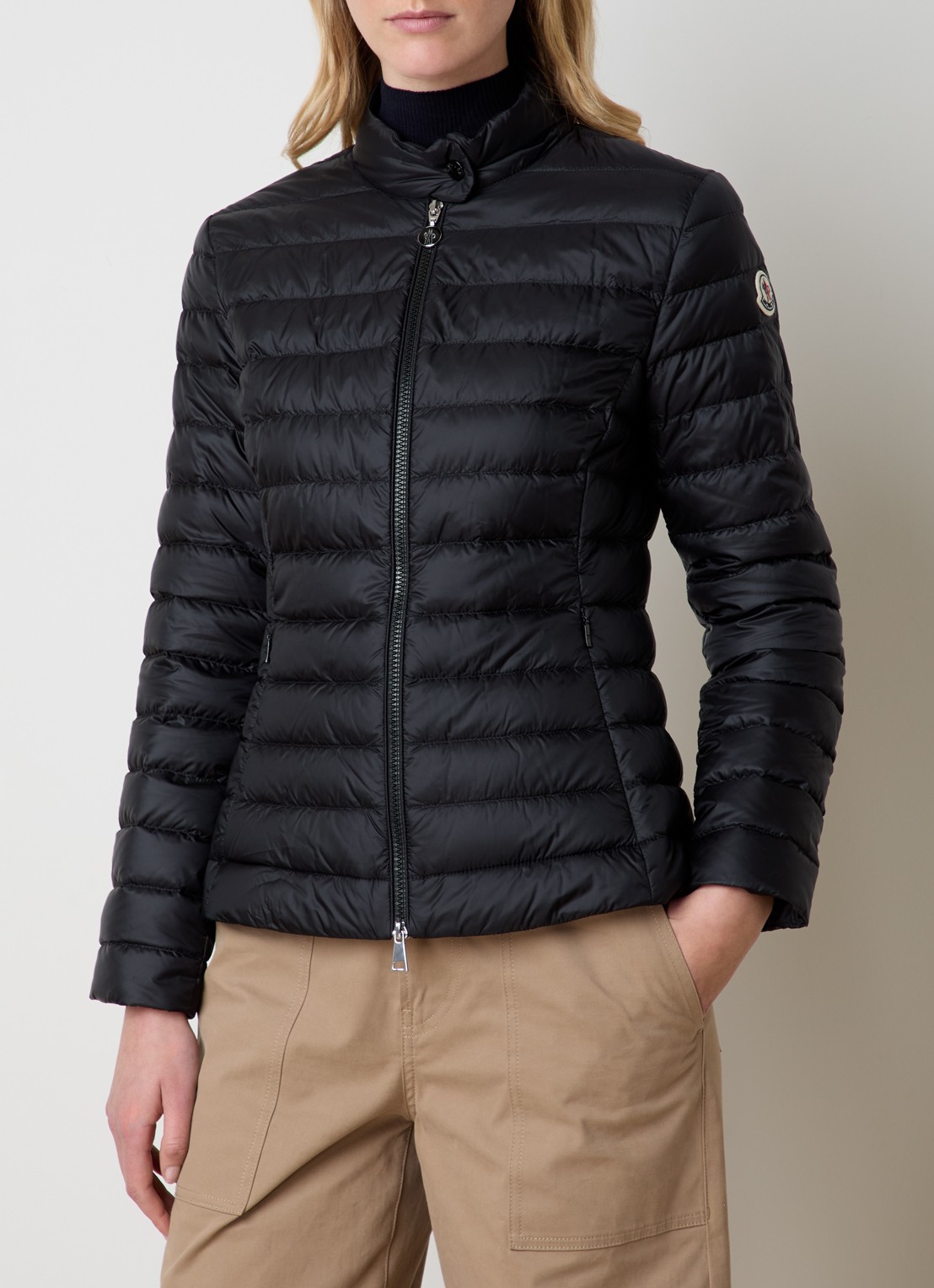 Moncler Igelle gewatteerd jack met donsvulling en logoborduring - detail zwart