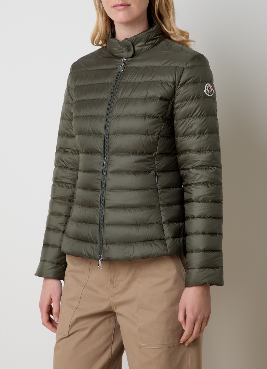 Moncler Igelle gewatteerd jack met donsvulling en logoborduring - detail 4 bronsgroen