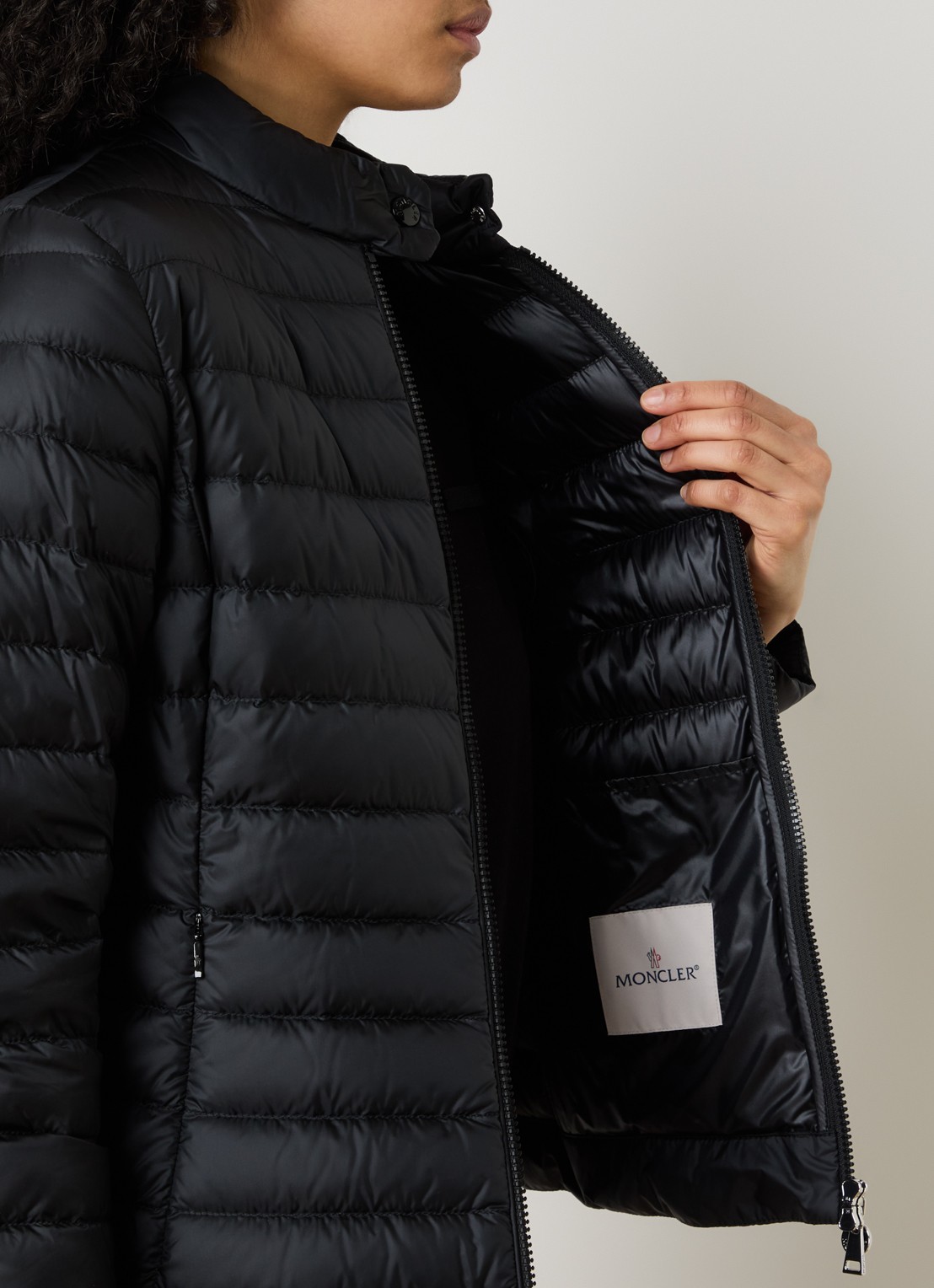 Moncler Igelle gewatteerd jack met donsvulling en ritszakken - detail 2 zwart