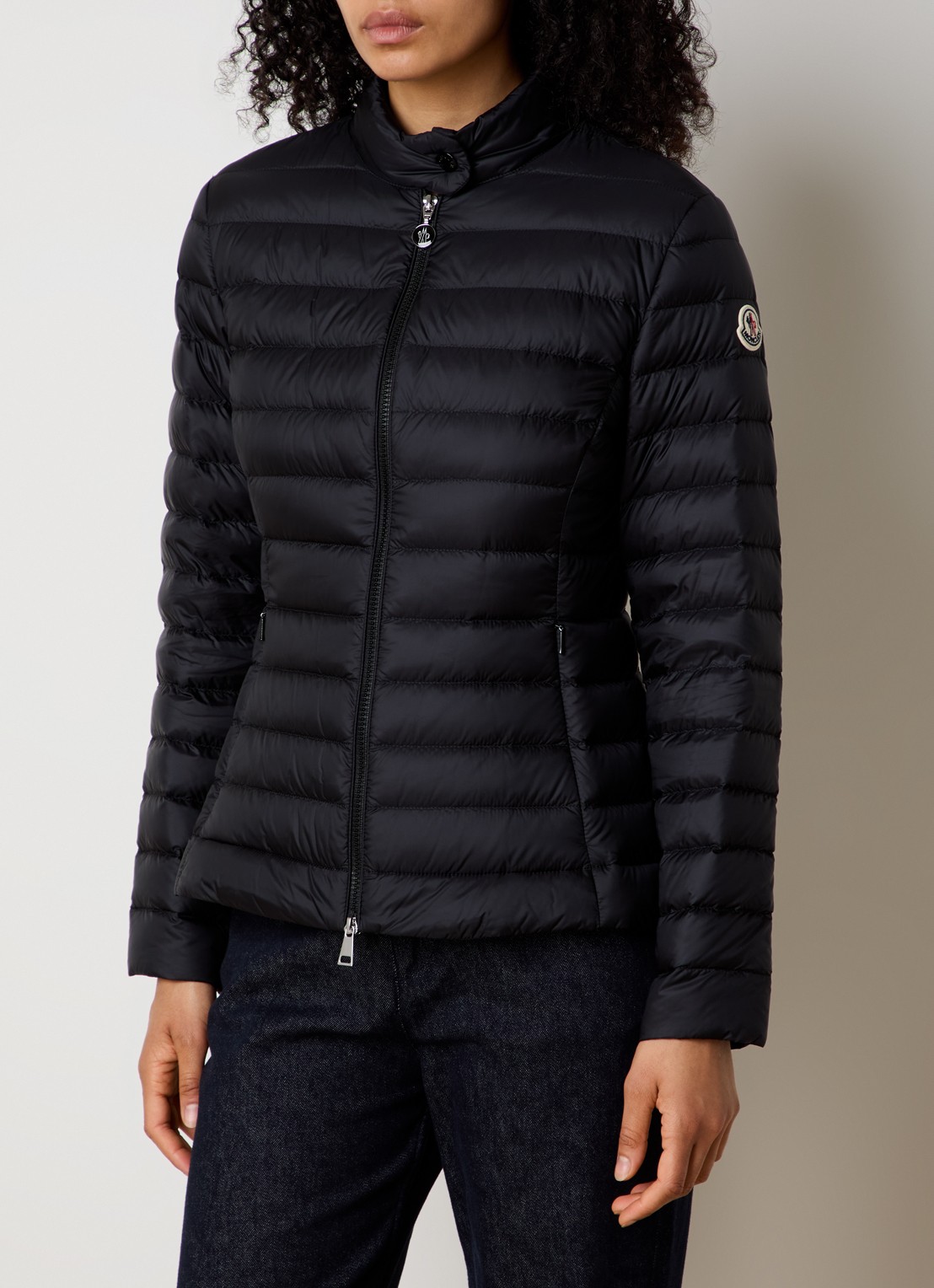 Moncler Igelle gewatteerde jas met donsvulling en logo - detail 4 zwart