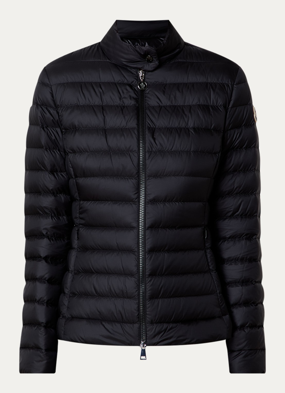 Moncler Igelle gewatteerde jas met donsvulling en logo - voorkant 2 zwart