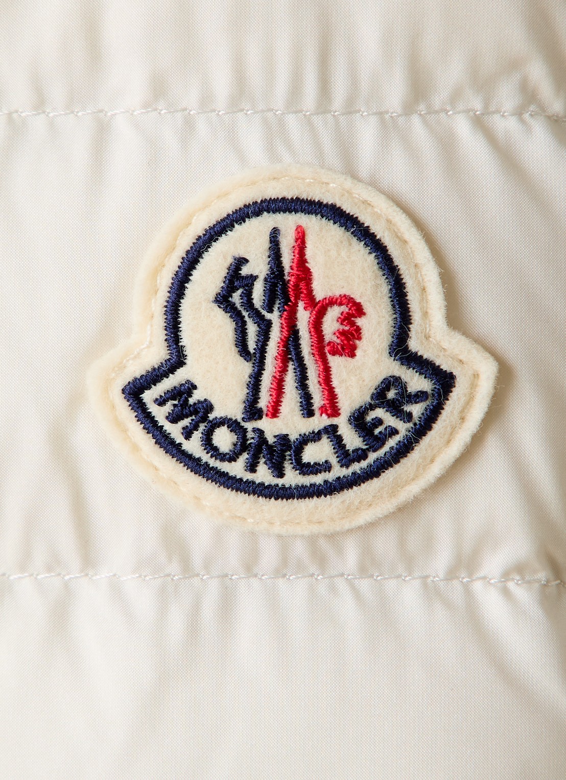 Moncler Igelle gewatteerde jas met donsvulling en logo - detail 5 gebroken wit