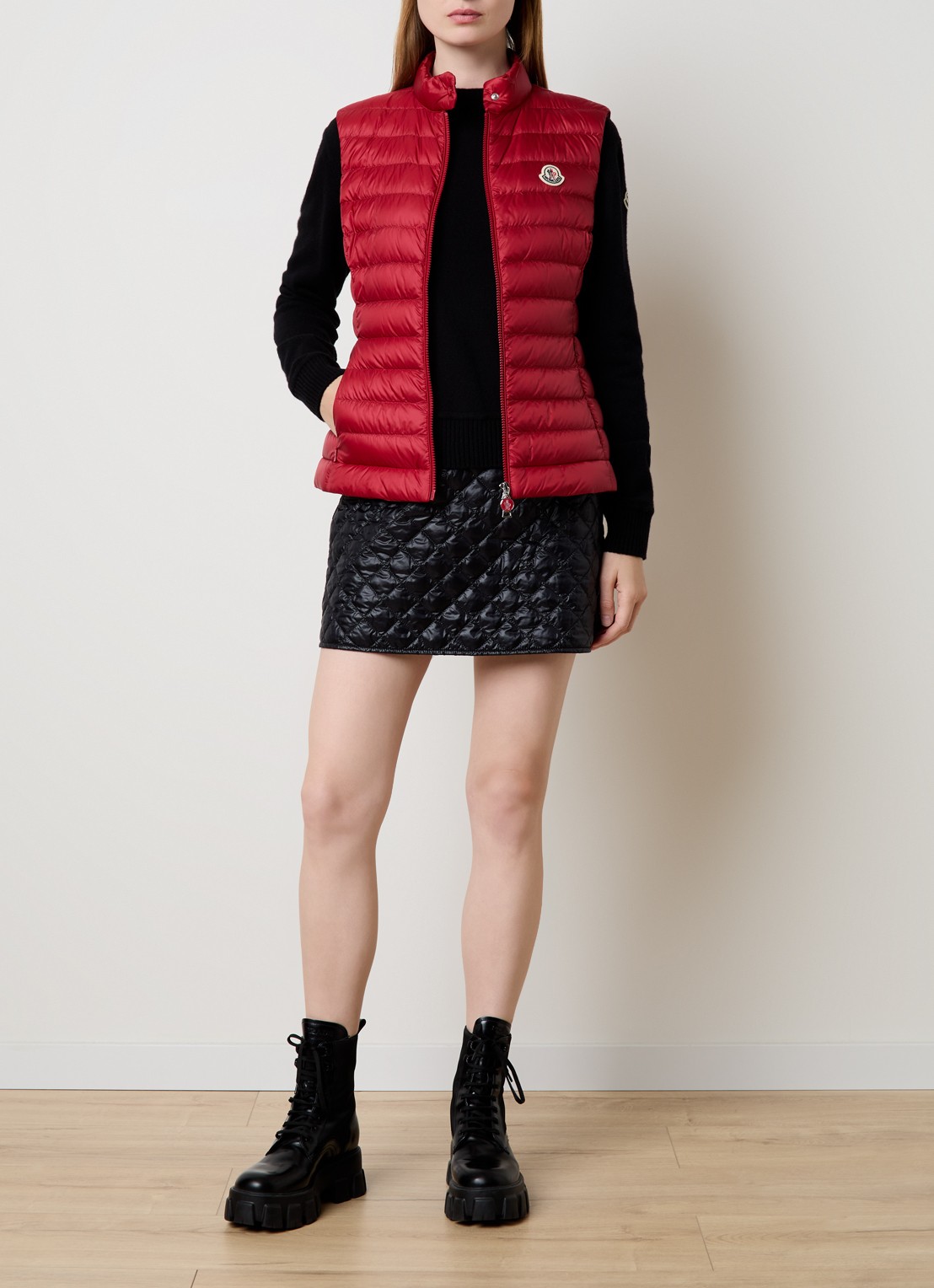 Moncler Igens gewatteerde bodywarmer met donsvulling - voorkant 6 rood