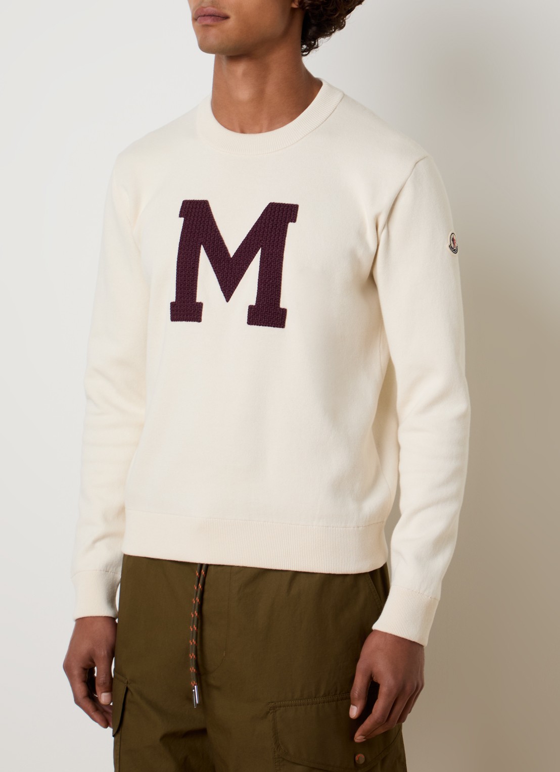 Moncler Intarsia sweater met borduring - detail 4 creme