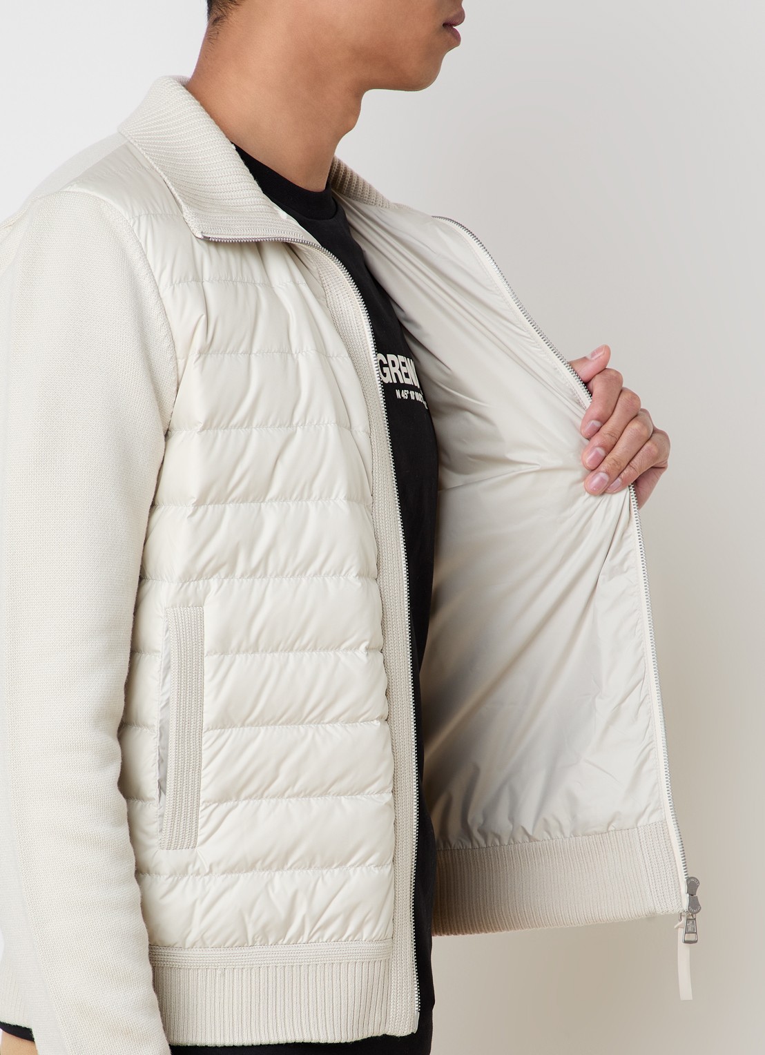 Moncler Jack met donsvulling en steekzakken - detail 5 ivoor