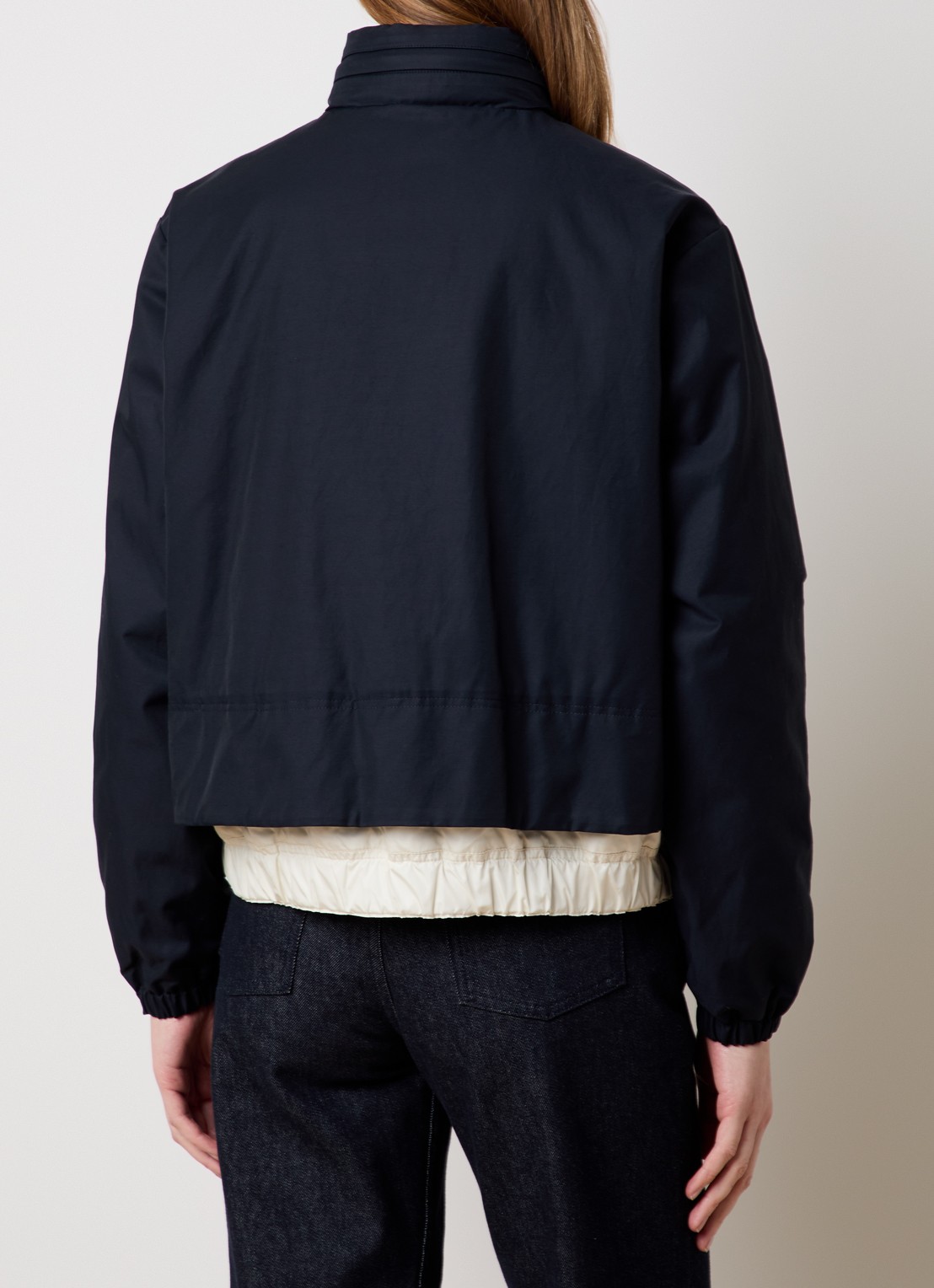 Moncler Janze gewatteerd jack met opbergbare capuchon - achterkant donkerblauw