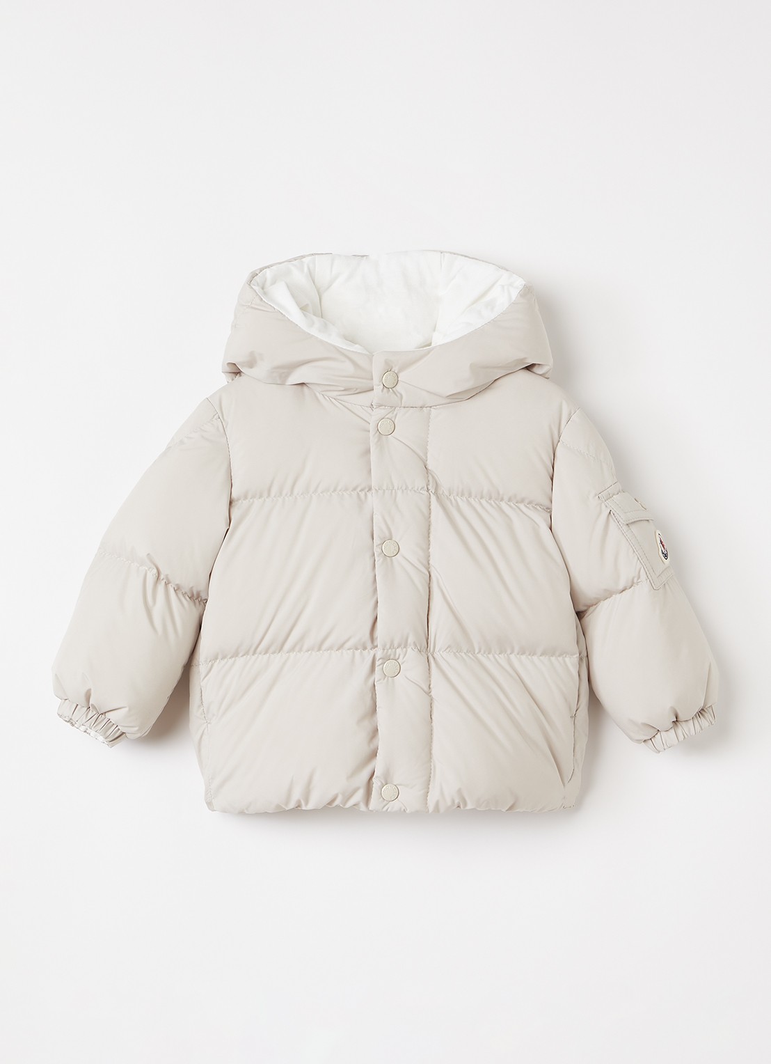 Moncler Jareth pufferjack met donsvulling - voorkant 2 ivoor
