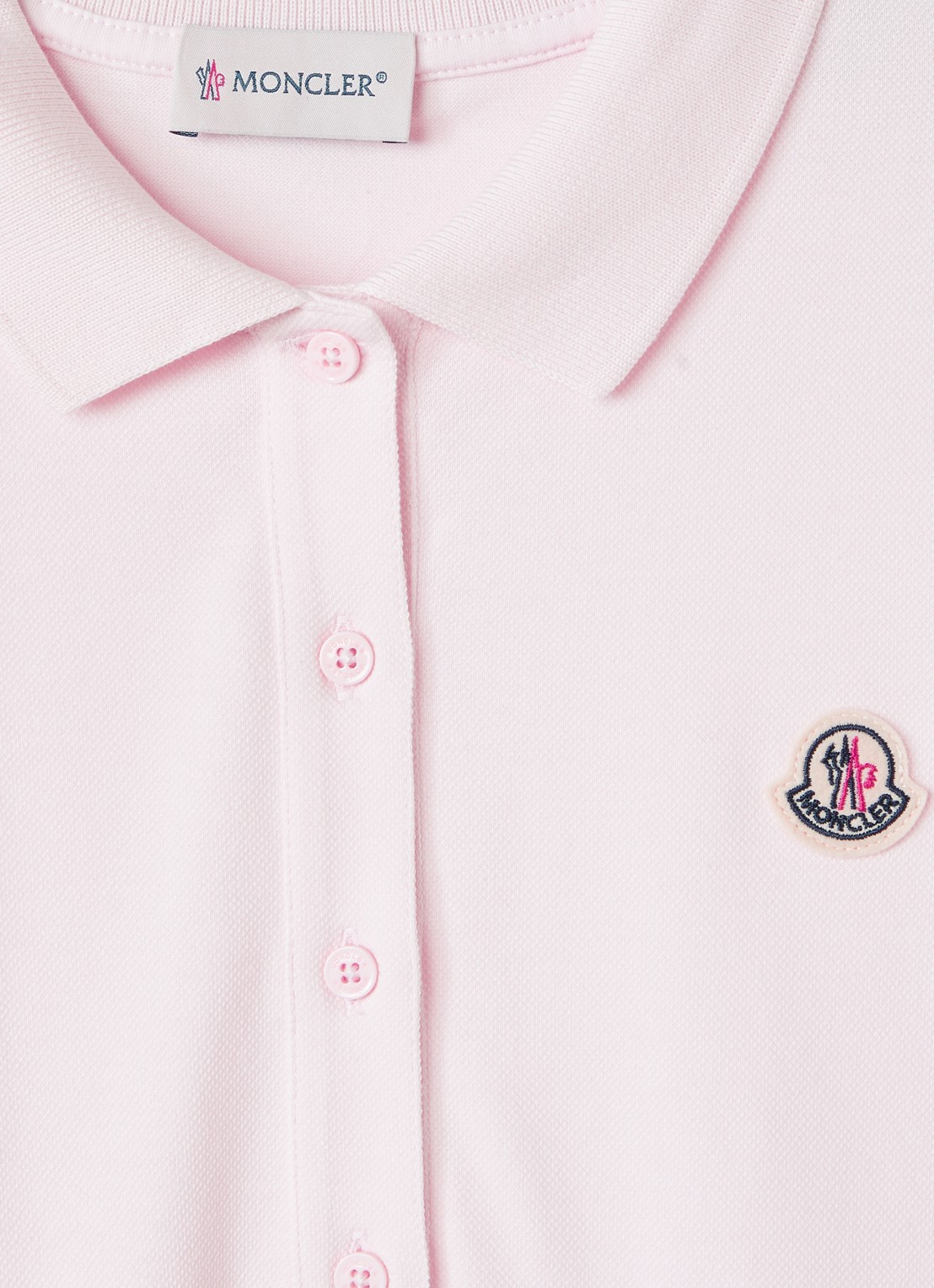 Moncler Jurk met polokraag en logo - detail 3 lichtroze