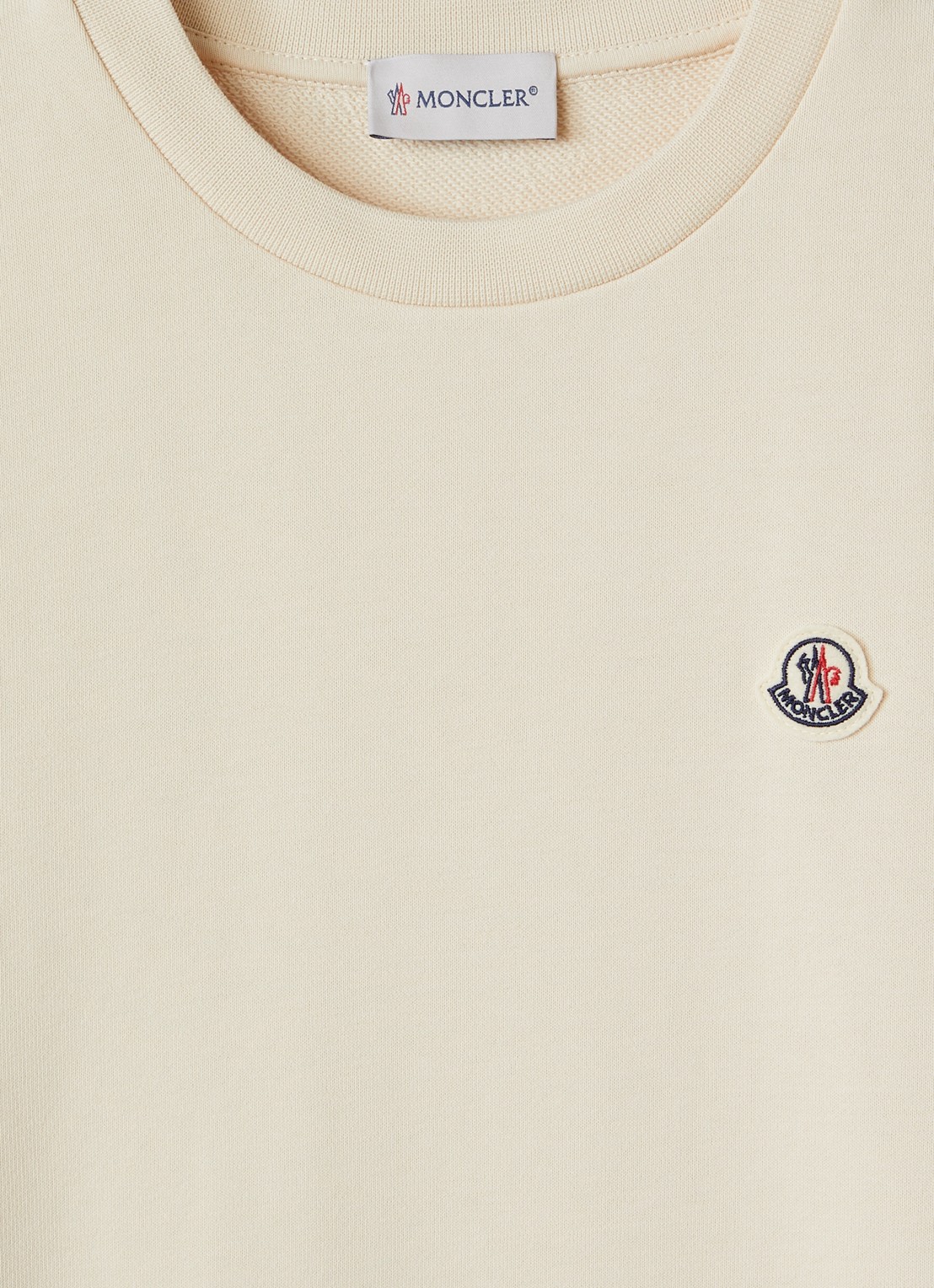 Moncler Jurk van sweatstof met logoborduring - detail beige
