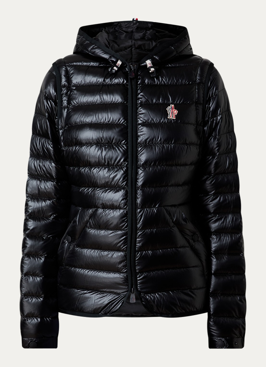 Moncler Karuras puffer jack met donsvulling en capuchon - voorkant zwart