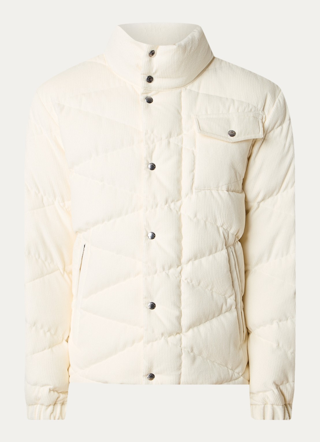 Moncler Kaver puffer jack van corduroy met donsvulling - voorkant gebroken wit
