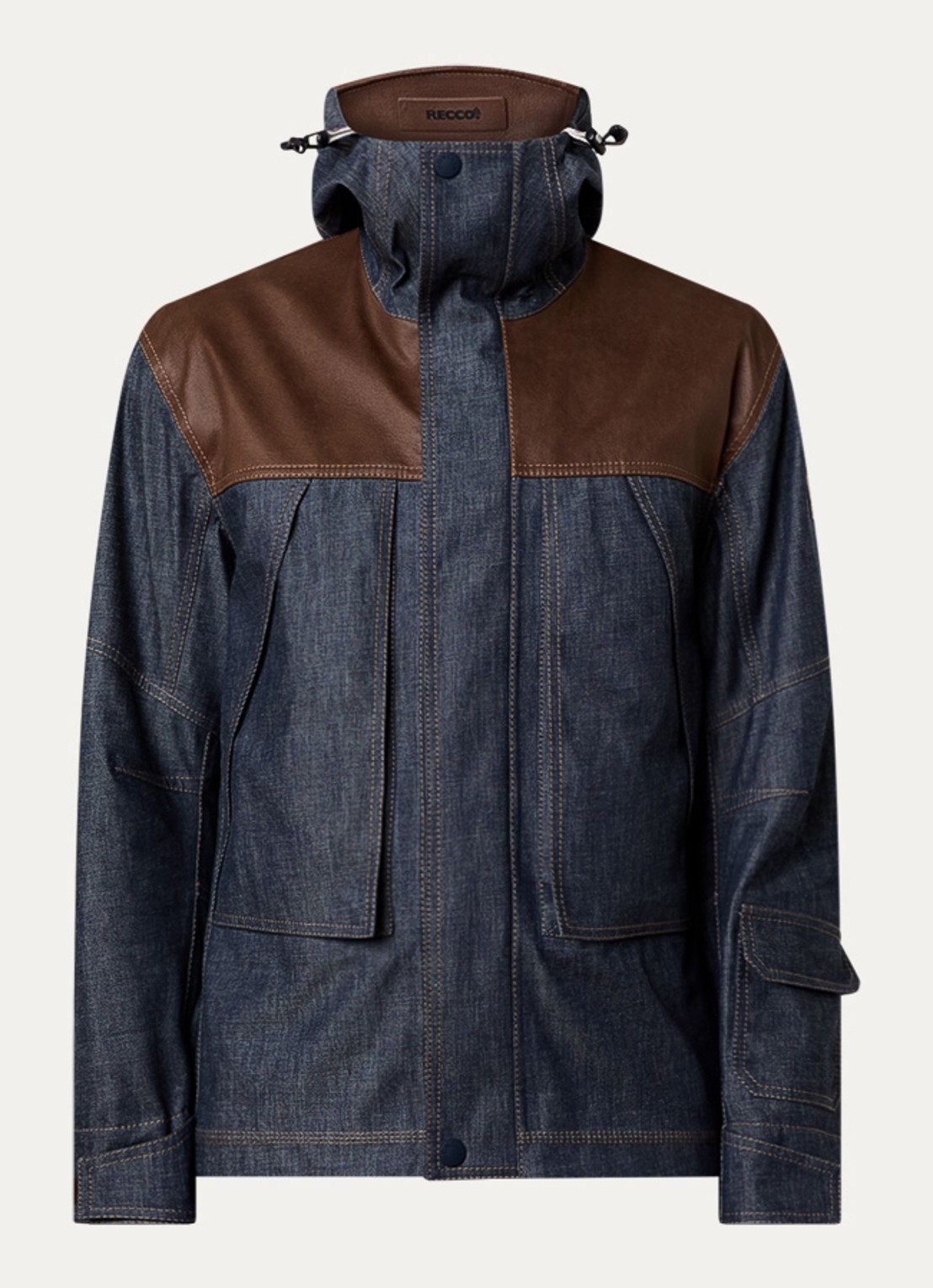 Moncler Langtang ski-jas met capuchon en ritszakken - voorkant 2 indigo