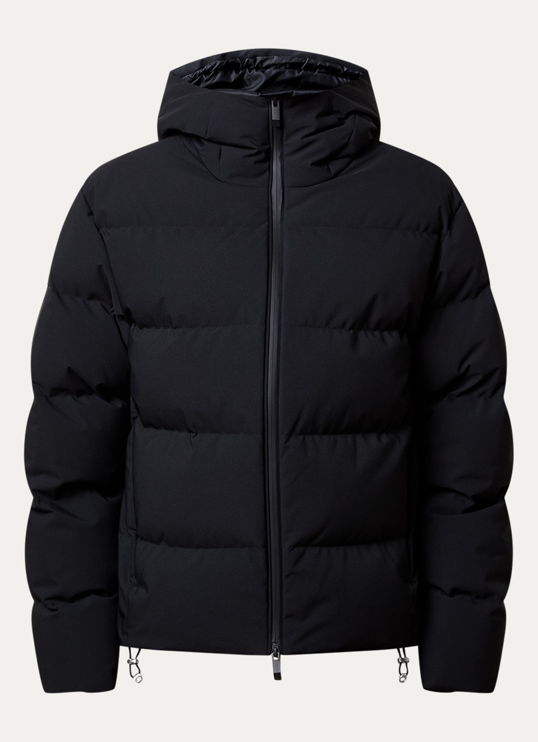 Moncler Languedoc puffer jack met donsvulling en capuchon - voorkant 4 zwart