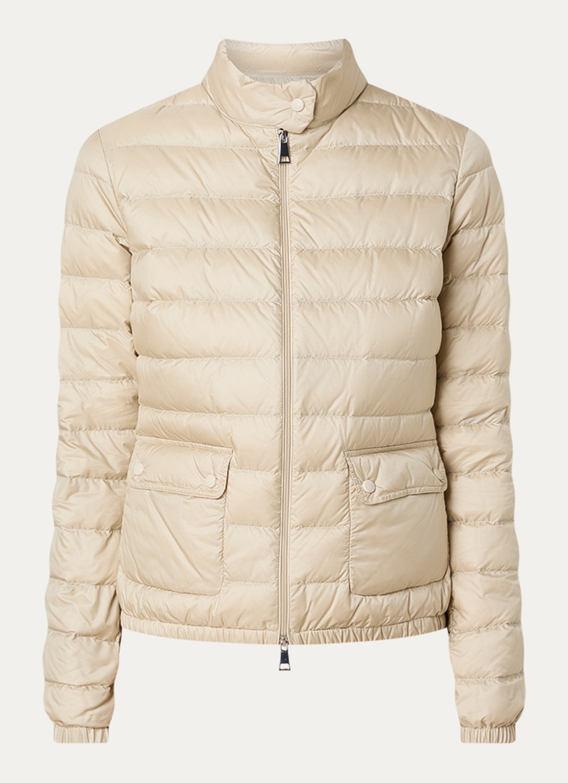 Moncler Lans gewatteerd jack met donsvulling en klepzakken - voorkant 2 beige
