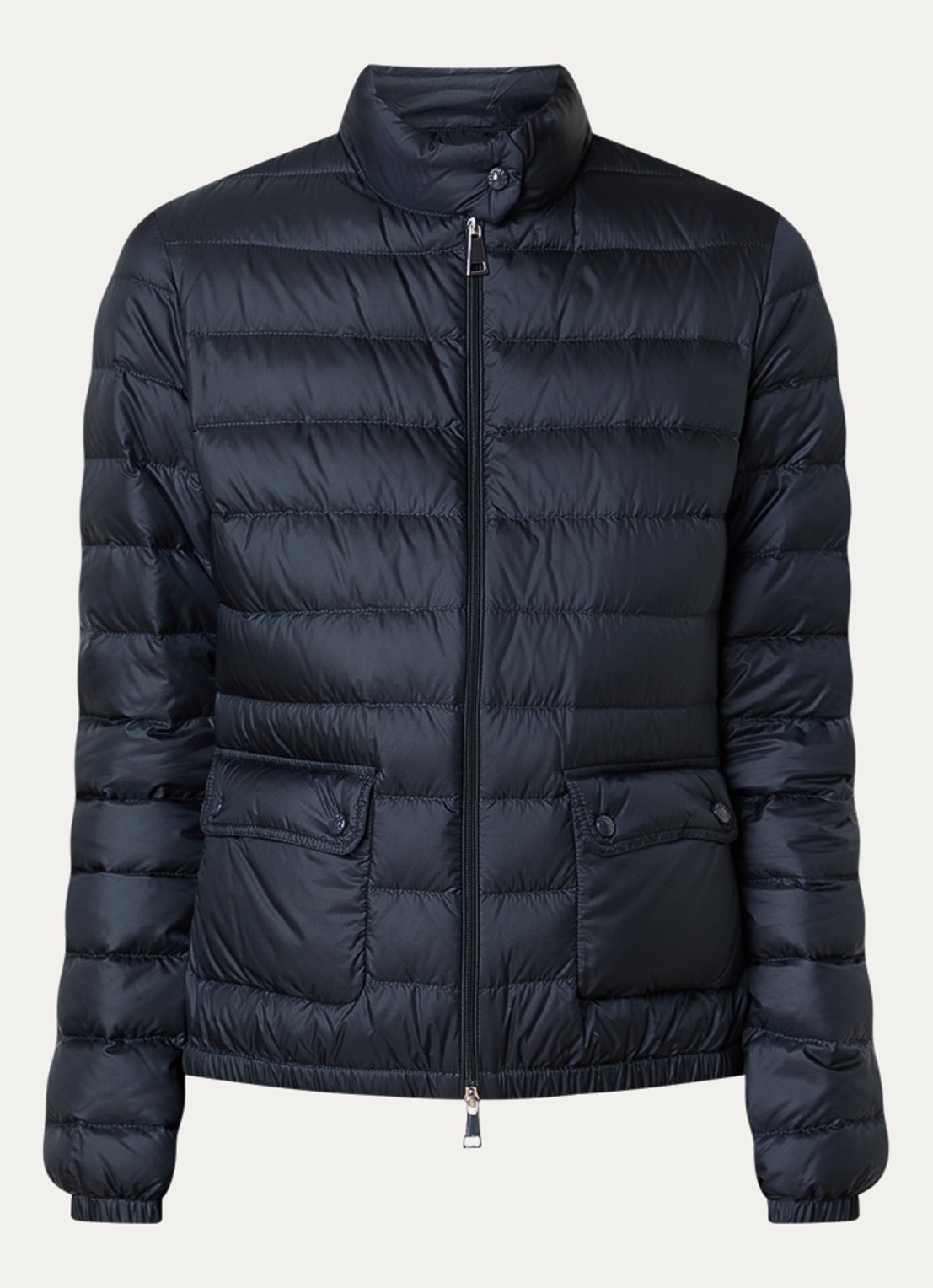 Moncler Lans gewatteerd jack met donsvulling en klepzakken - voorkant donkerblauw