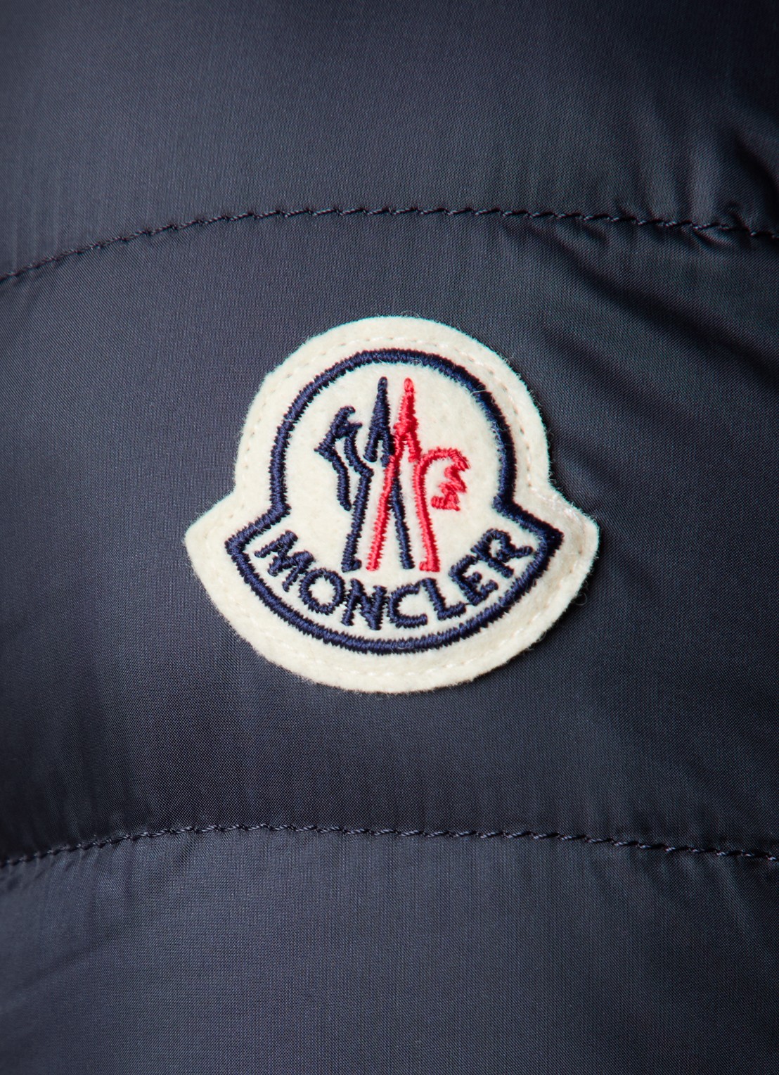 Moncler Lans gewatteerd jack met donsvulling en logoborduring - detail 4 donkerblauw