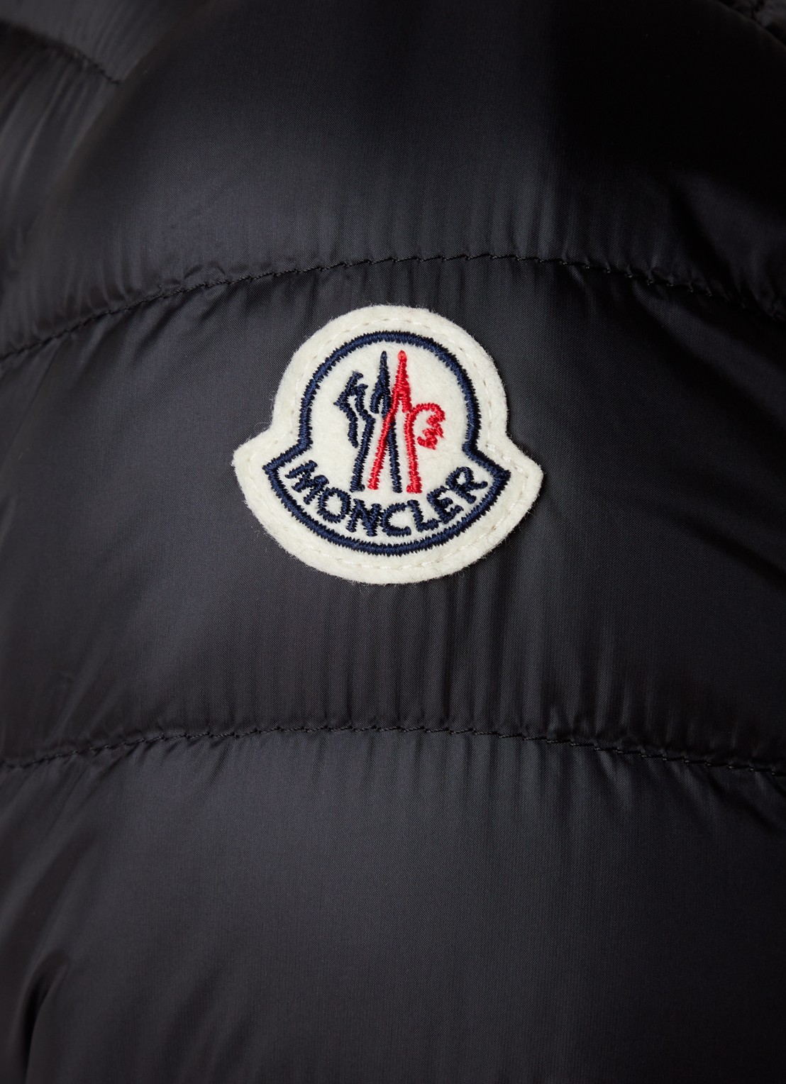 Moncler Lans gewatteerd jack met donsvulling met logoborduring - detail 6 zwart