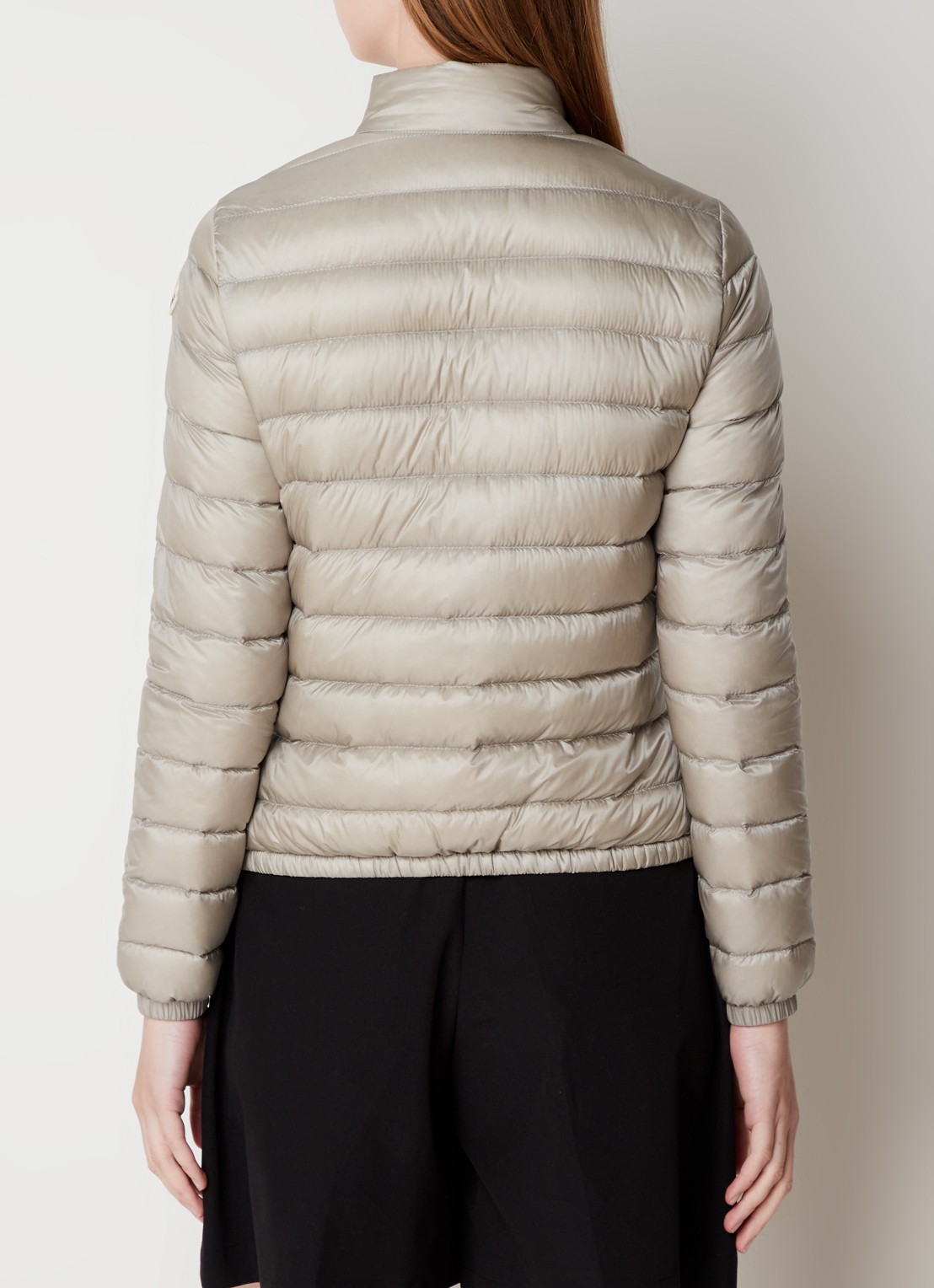 Moncler Lans gewatteerd jack met donsvulling met logoborduring - achterkant 4 donkerbeige