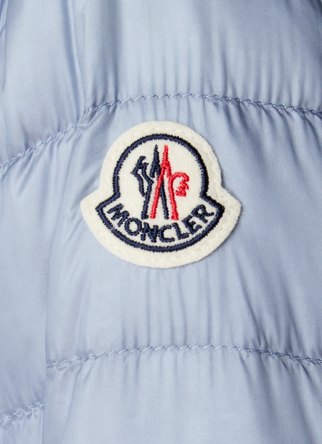Moncler Lans gewatteerd jack met donsvulling met logoborduring - detail 4 staalblauw