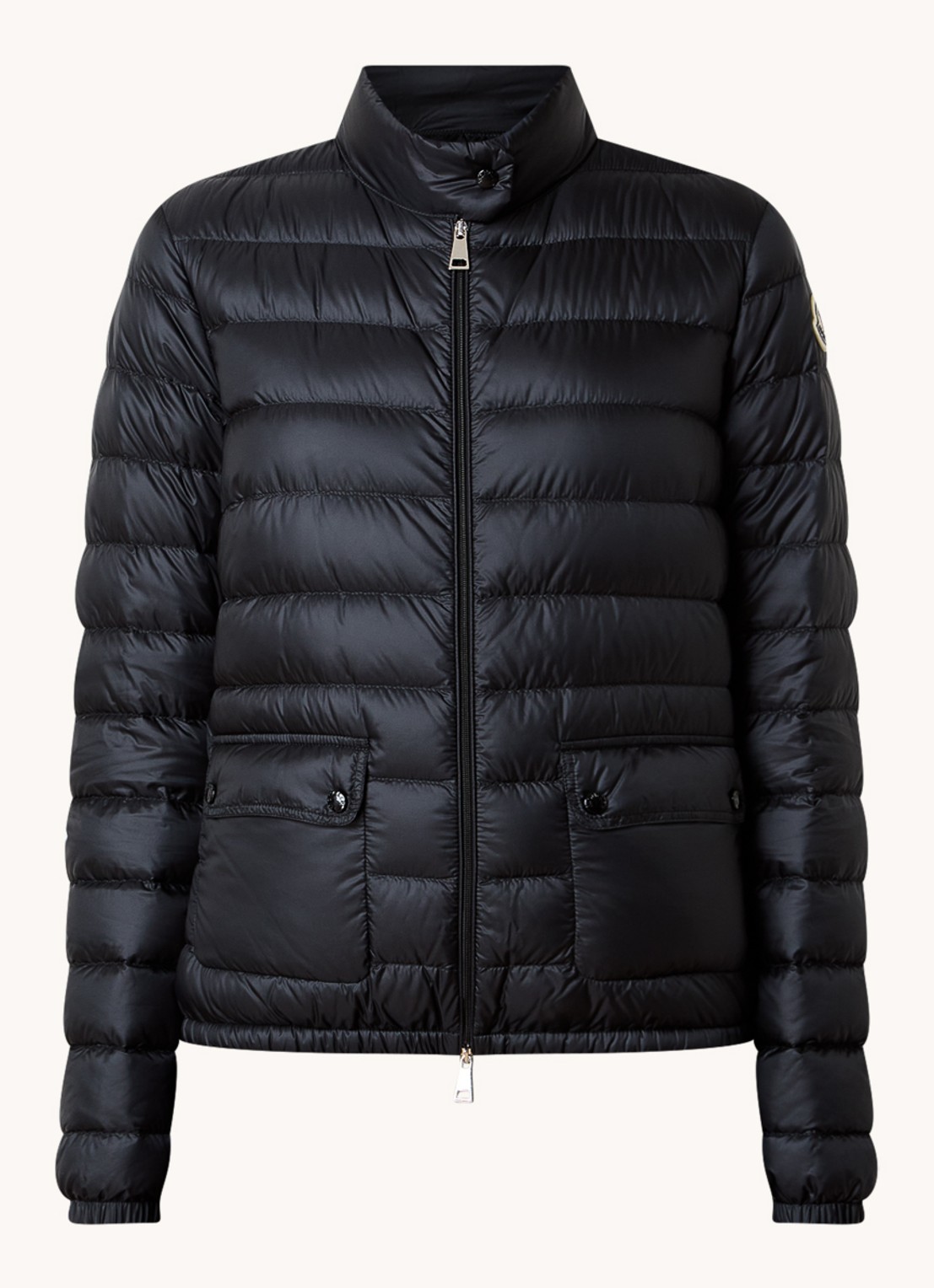 Moncler Lans gewatteerde jas met donsvulling en klepzakken - voorkant 5 zwart