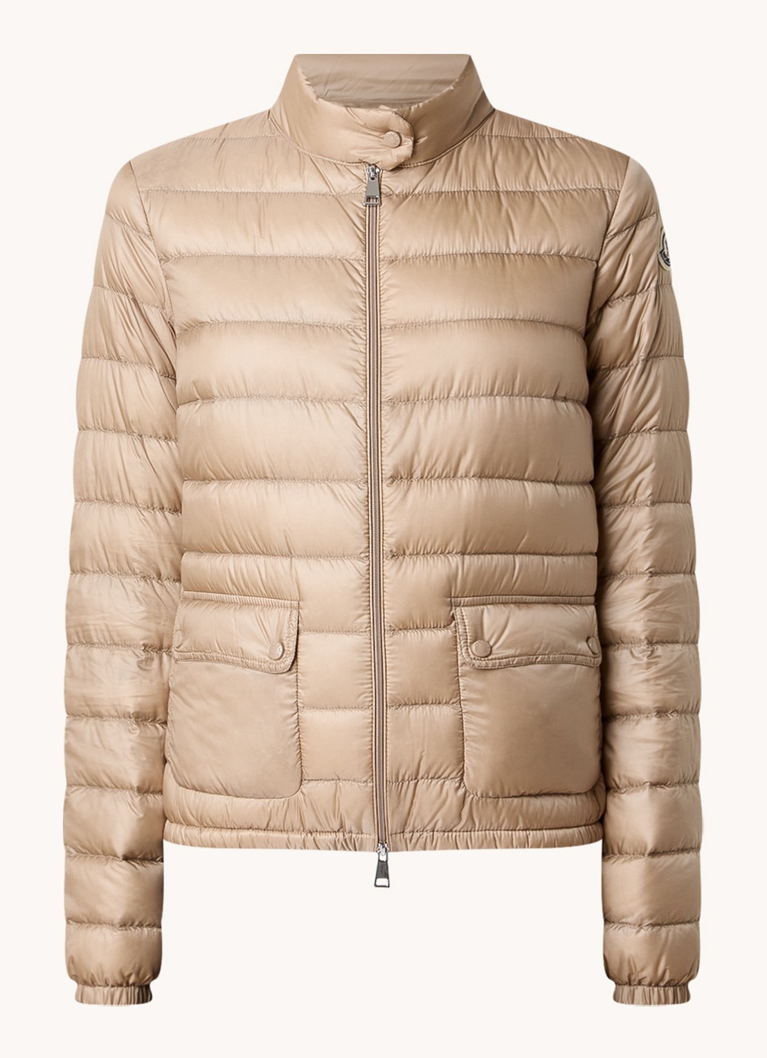 Moncler Lans gewatteerde jas met donsvulling en klepzakken - voorkant 5 beige