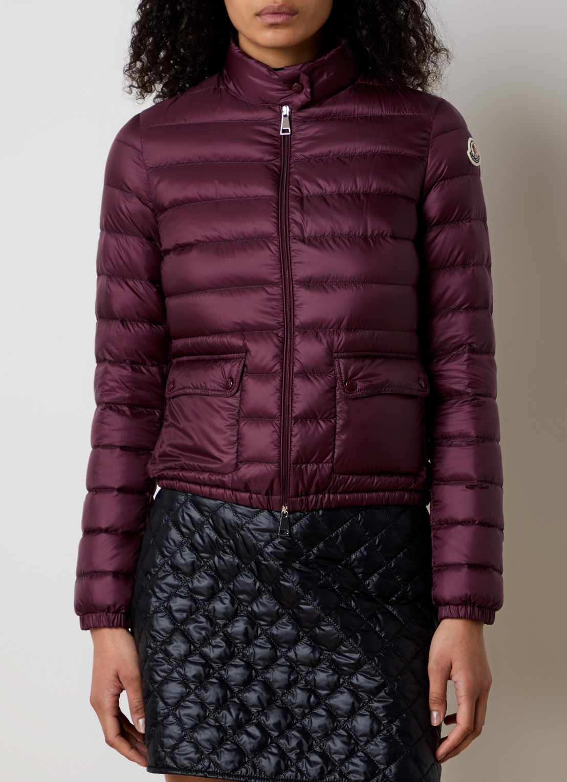 Moncler Lans gewatteerde jas met donsvulling en klepzakken - detail 3 bordeauxrood