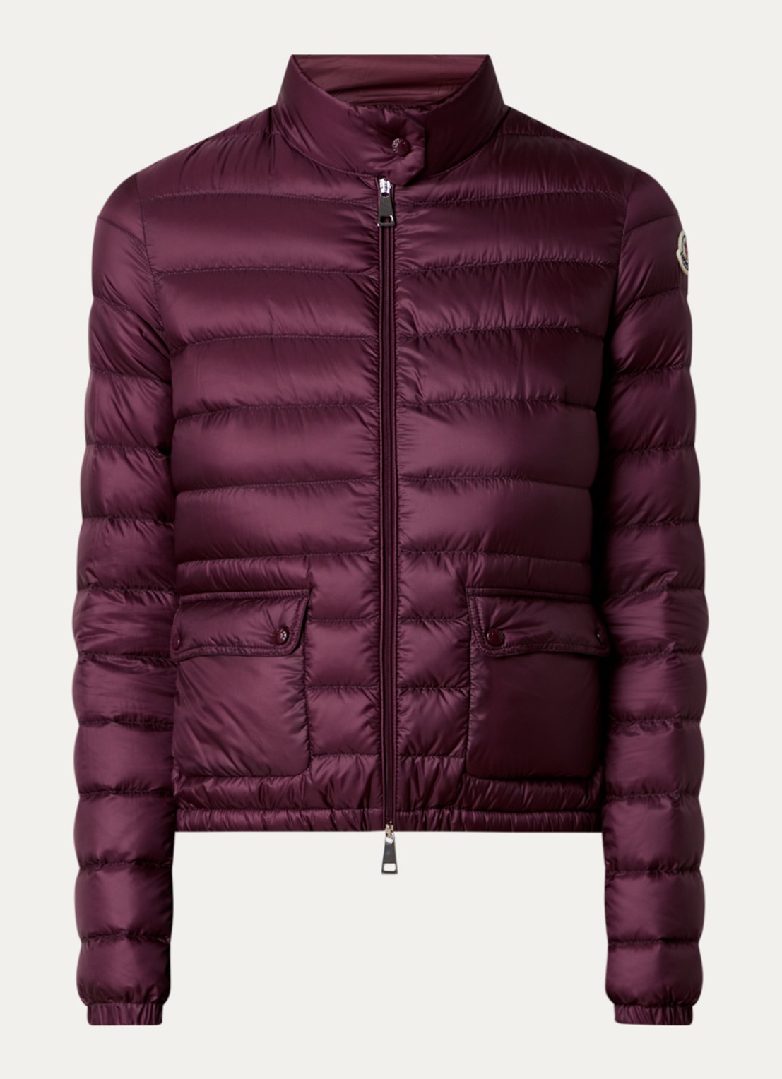 Moncler Lans gewatteerde jas met donsvulling en klepzakken - voorkant 8 bordeauxrood