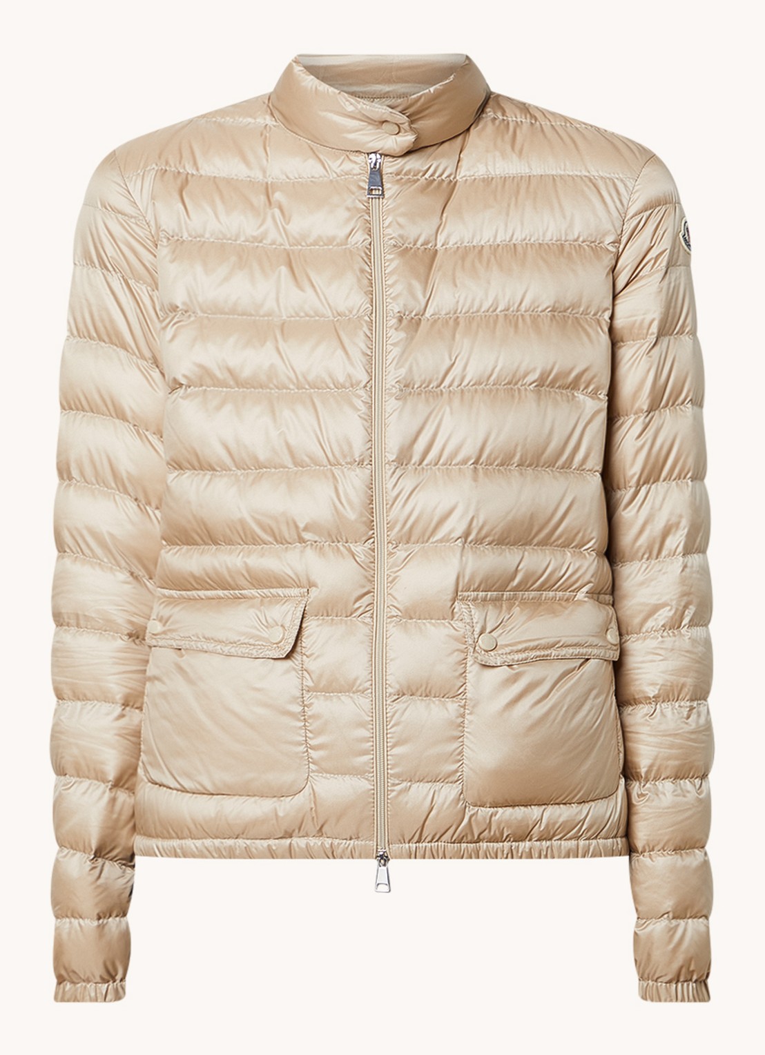 Moncler Lans puffer jack met donsvulling en klepzakken - voorkant 4 beige