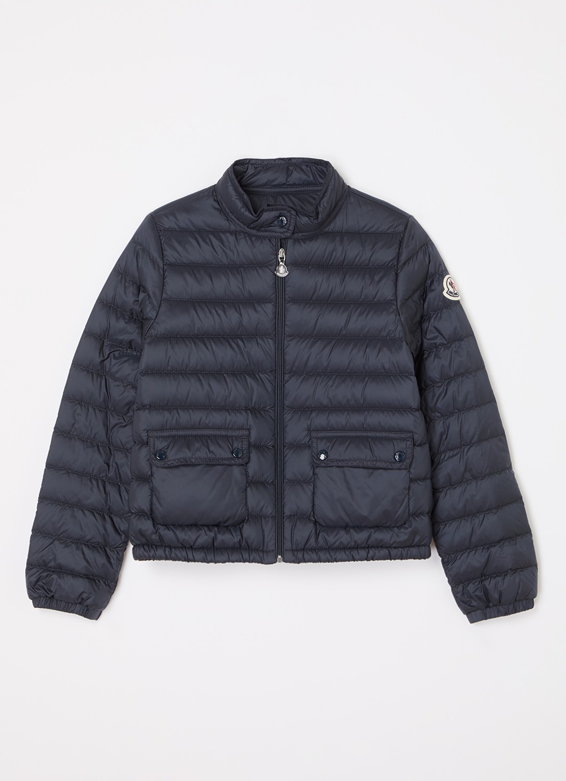 Moncler Lans puffer jack met donsvulling - voorkant donkerblauw