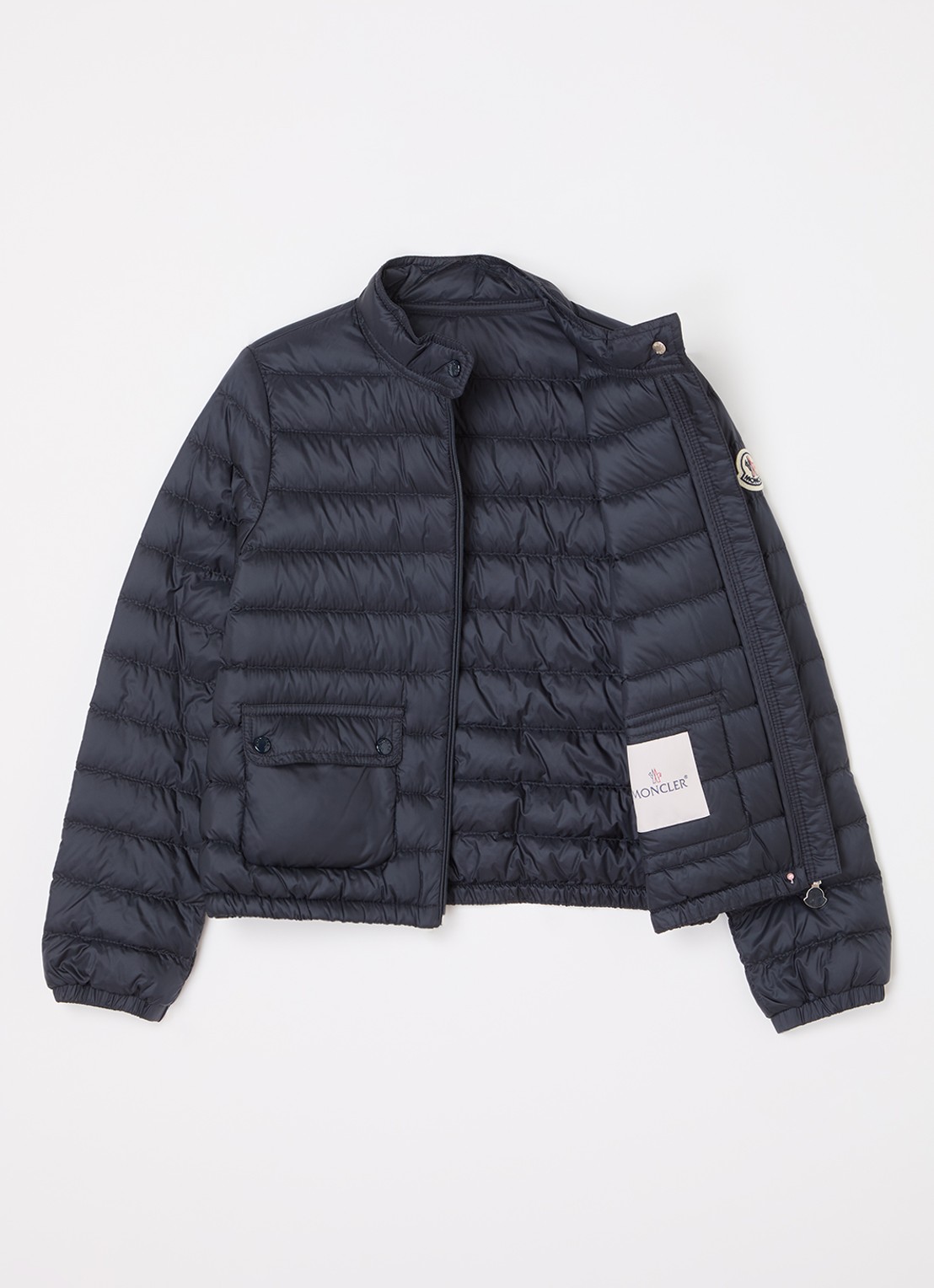 Moncler Lans puffer jack met donsvulling - voorkant 2 donkerblauw